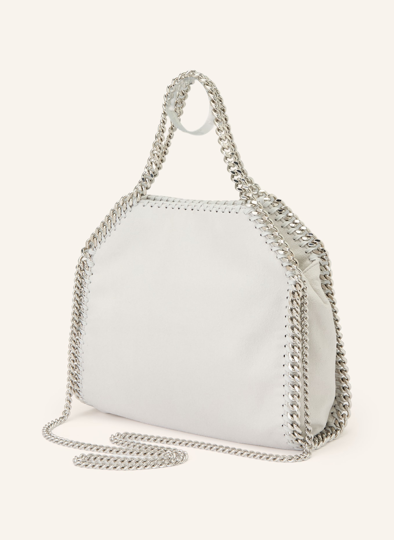 STELLA McCARTNEY Torba na ramię FALABELLA MINI: SZARY / SREBRNY