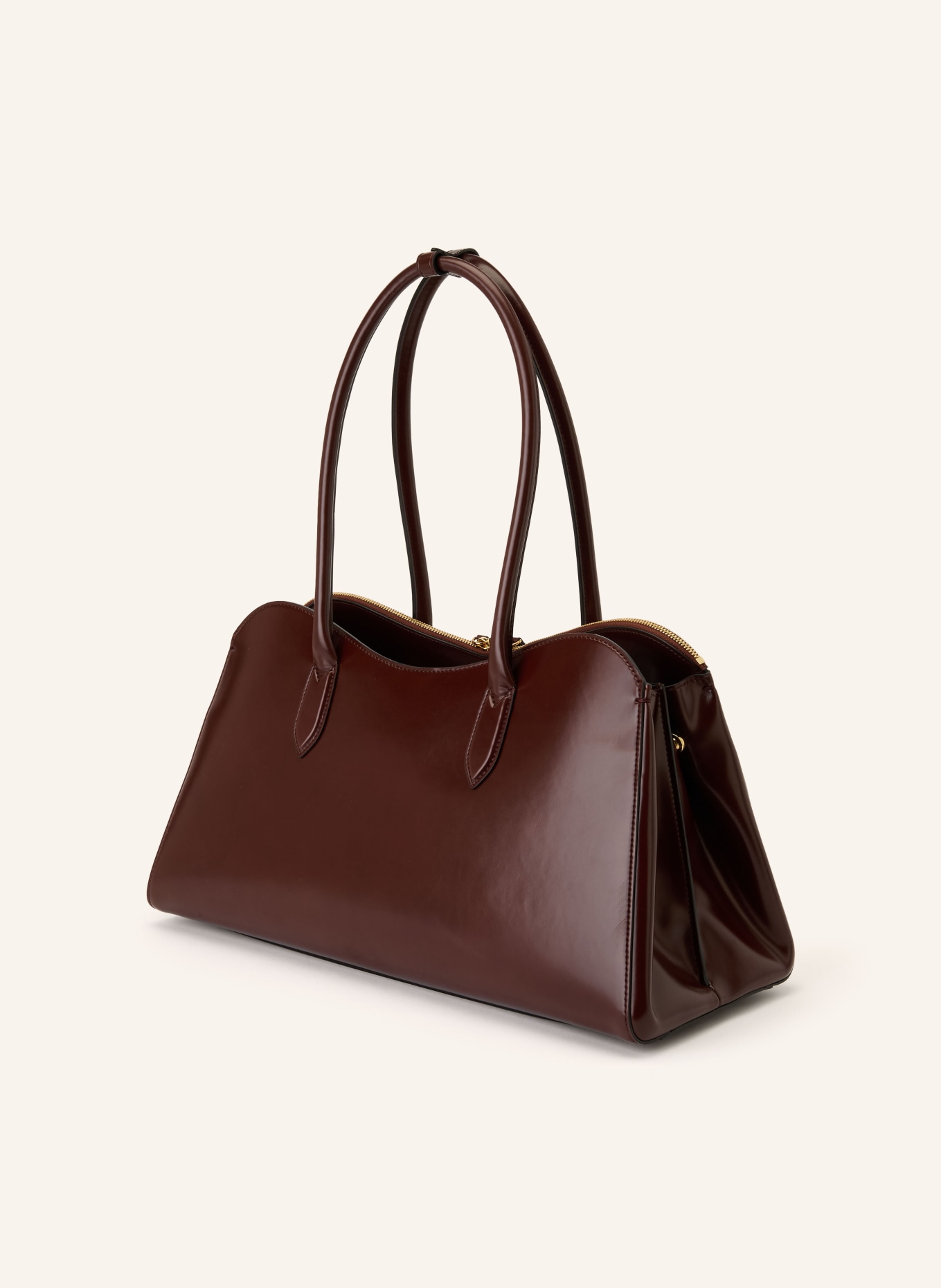 STELLA McCARTNEY Torba na zakupy RYDER: CIEMNOBRĄZOWY / ZŁOTY