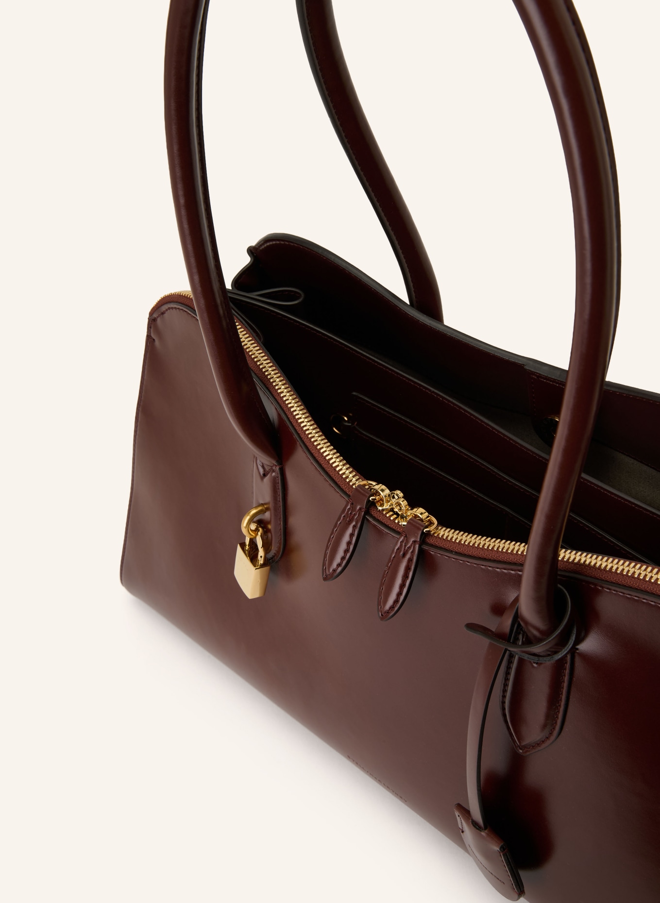 STELLA McCARTNEY Torba na zakupy RYDER: CIEMNOBRĄZOWY / ZŁOTY