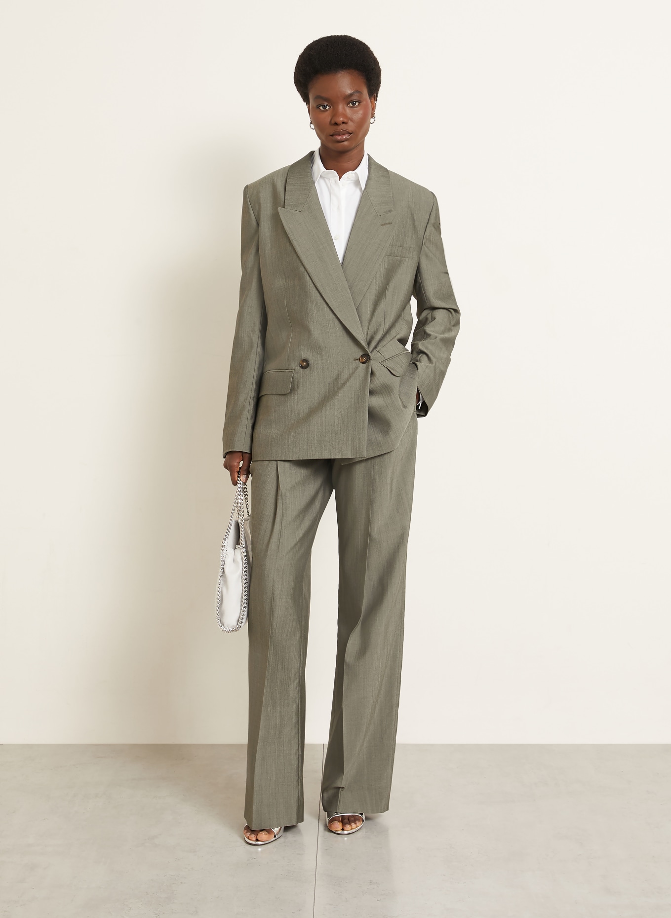 STELLA McCARTNEY Longblazer: GRÜN / DUNKELGRAU