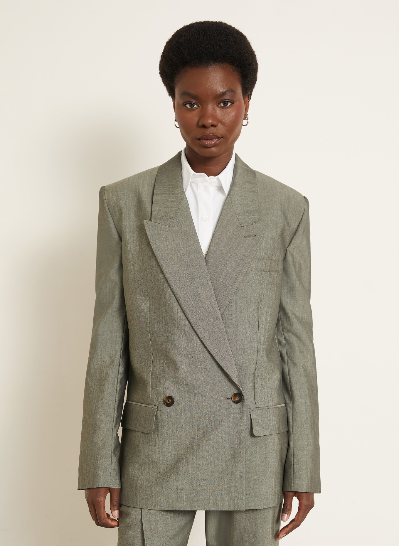 STELLA McCARTNEY Longblazer: GRÜN / DUNKELGRAU