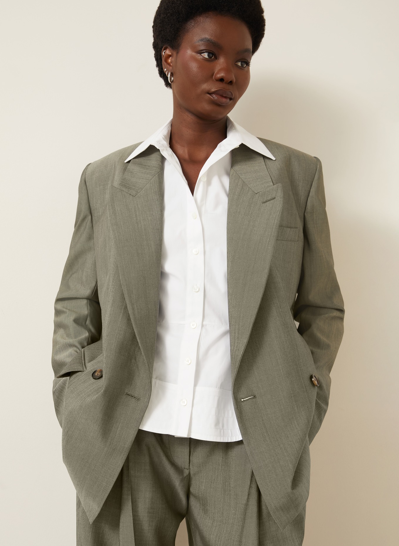 STELLA McCARTNEY Longblazer: GRÜN / DUNKELGRAU