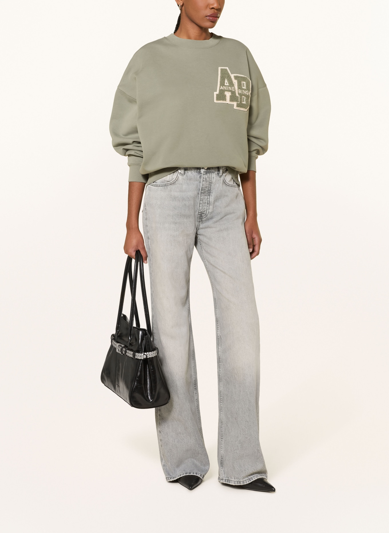 ANINE BING Wide-Leg Jeans HUGH: OYSTER GREY WASHED GREY