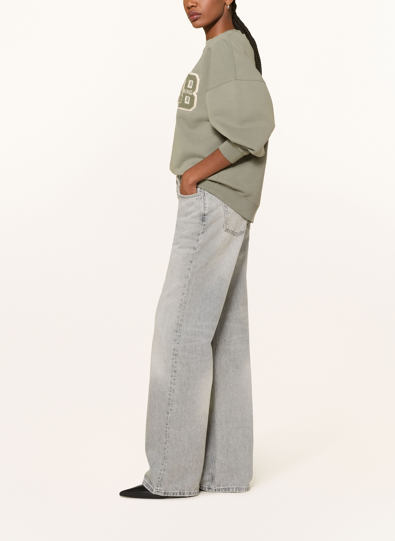 ANINE BING Wide-Leg Jeans HUGH: OYSTER GREY WASHED GREY