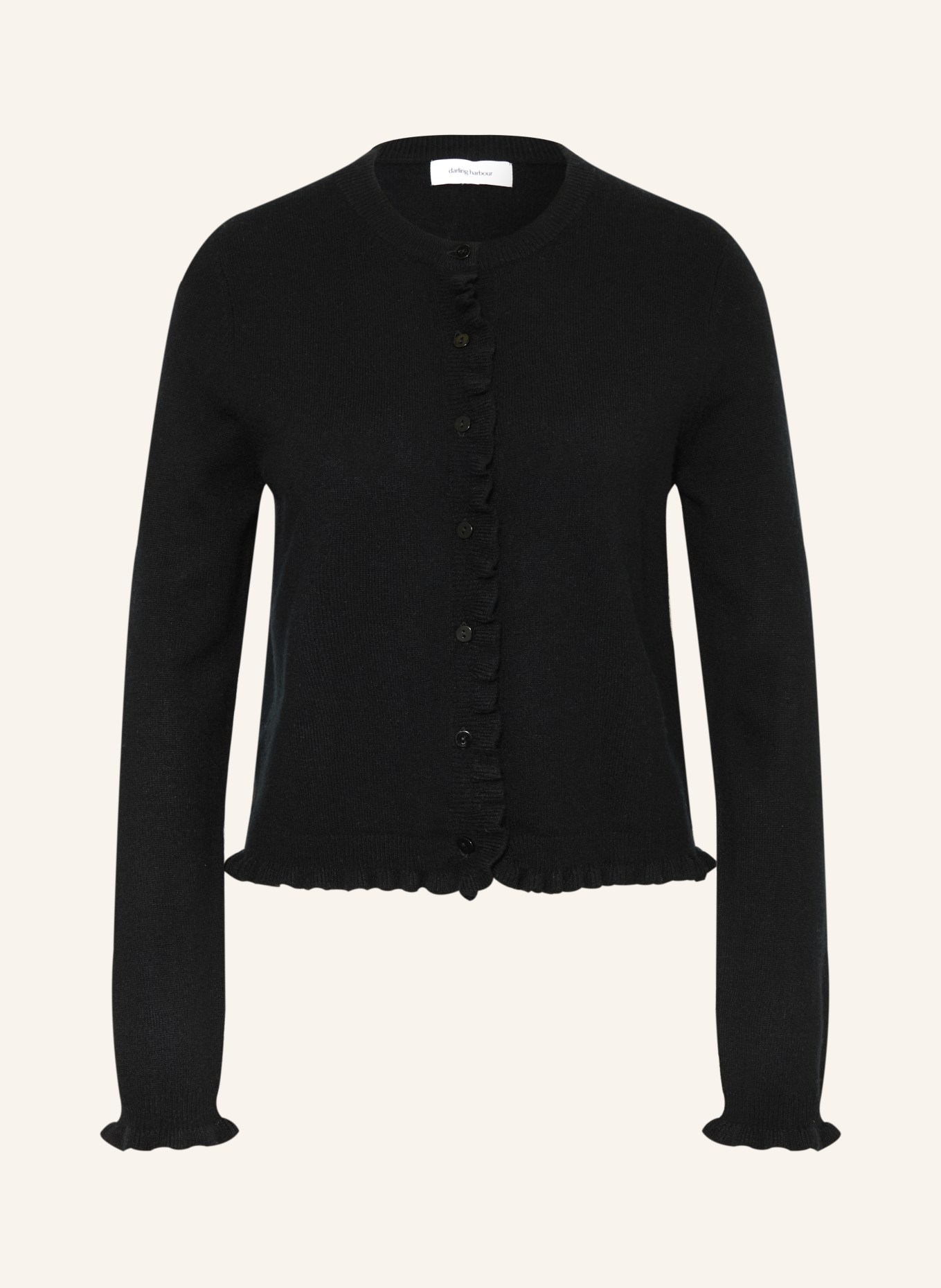 darling harbour Strickjacke aus Cashmere mit Rüschen: BLACK