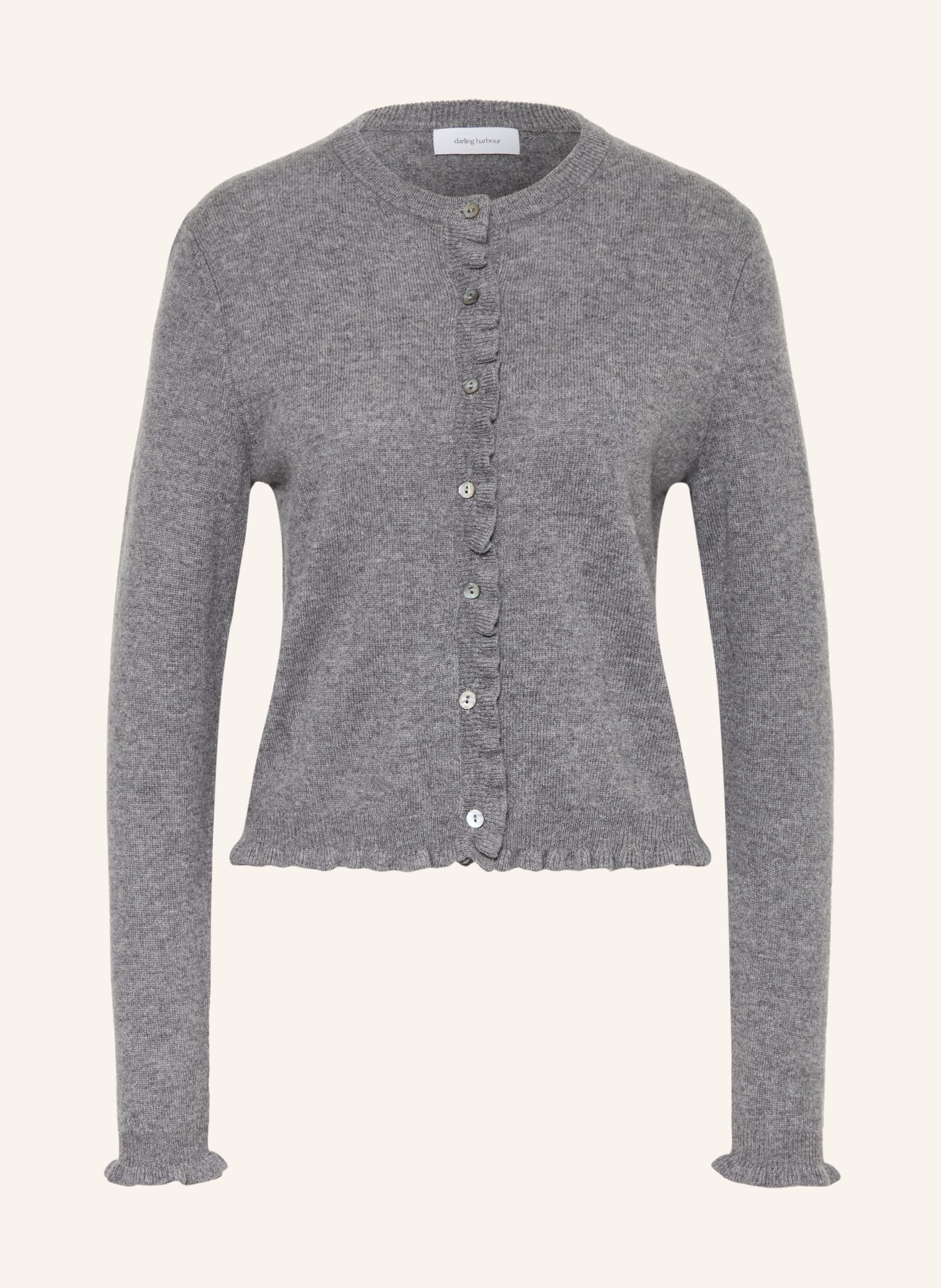 darling harbour Strickjacke aus Cashmere mit Rüschen: midgrey melange