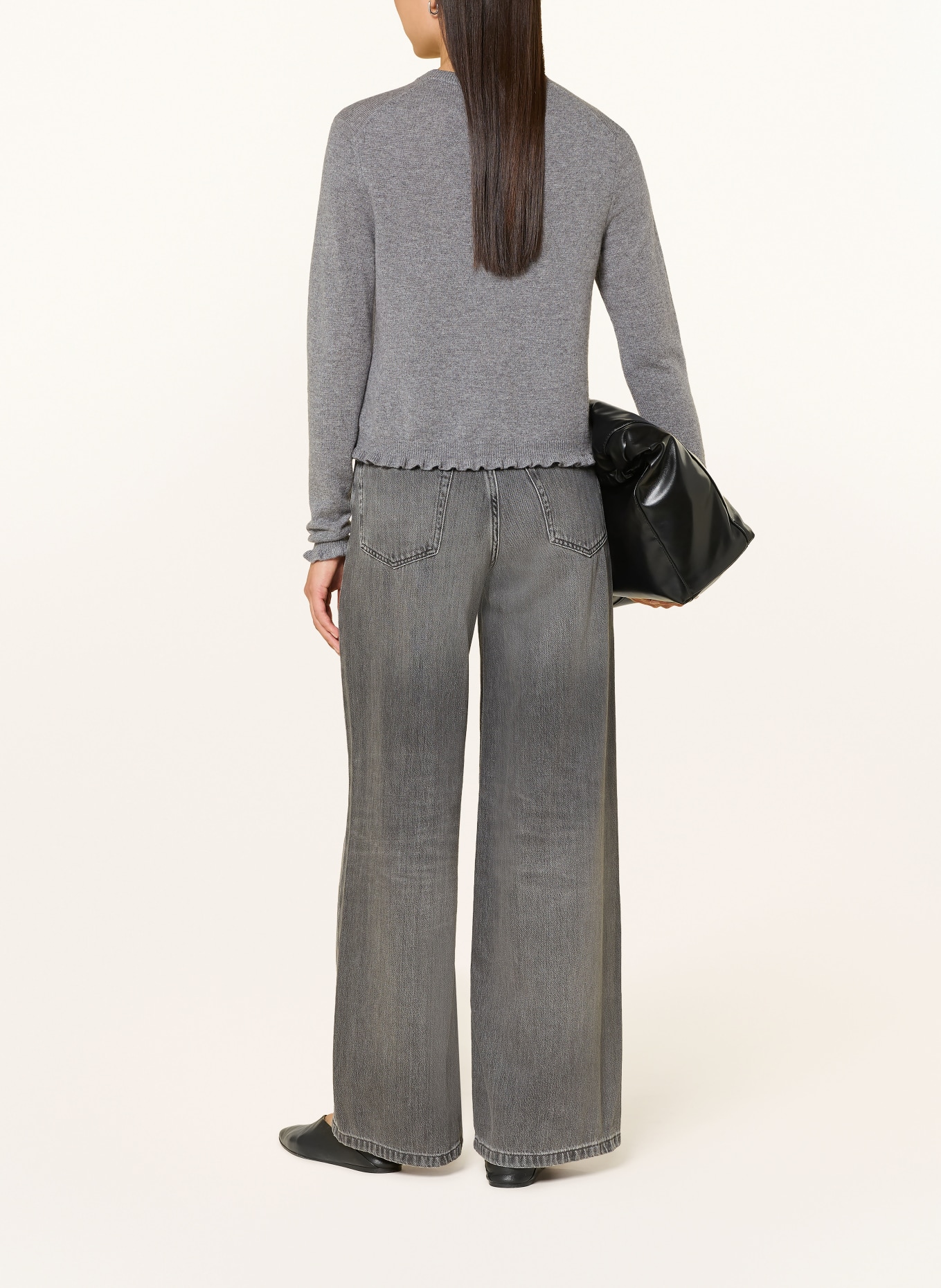 darling harbour Strickjacke aus Cashmere mit Rüschen: midgrey melange