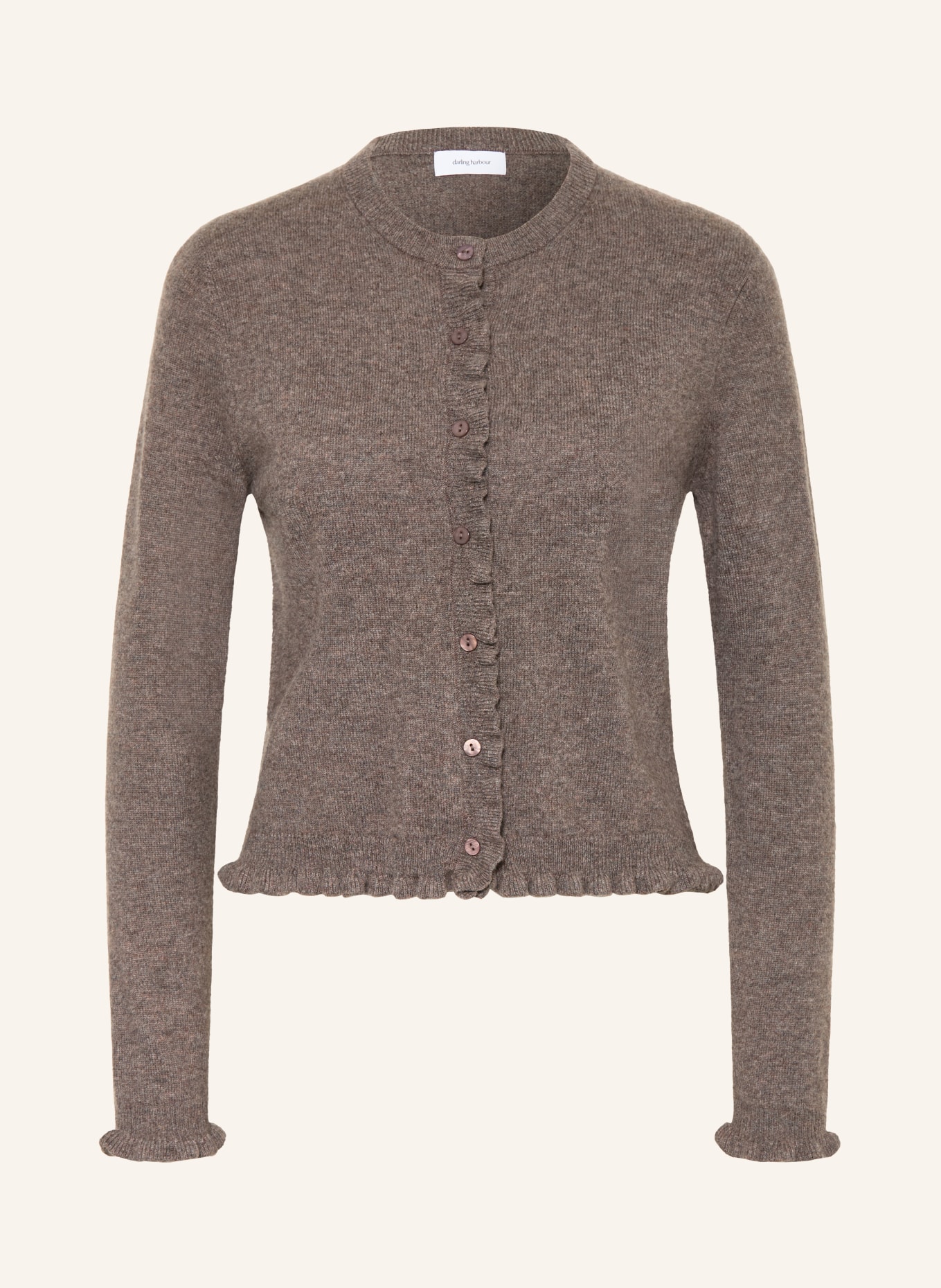 darling harbour Strickjacke aus Cashmere mit Rüschen: truffle melange