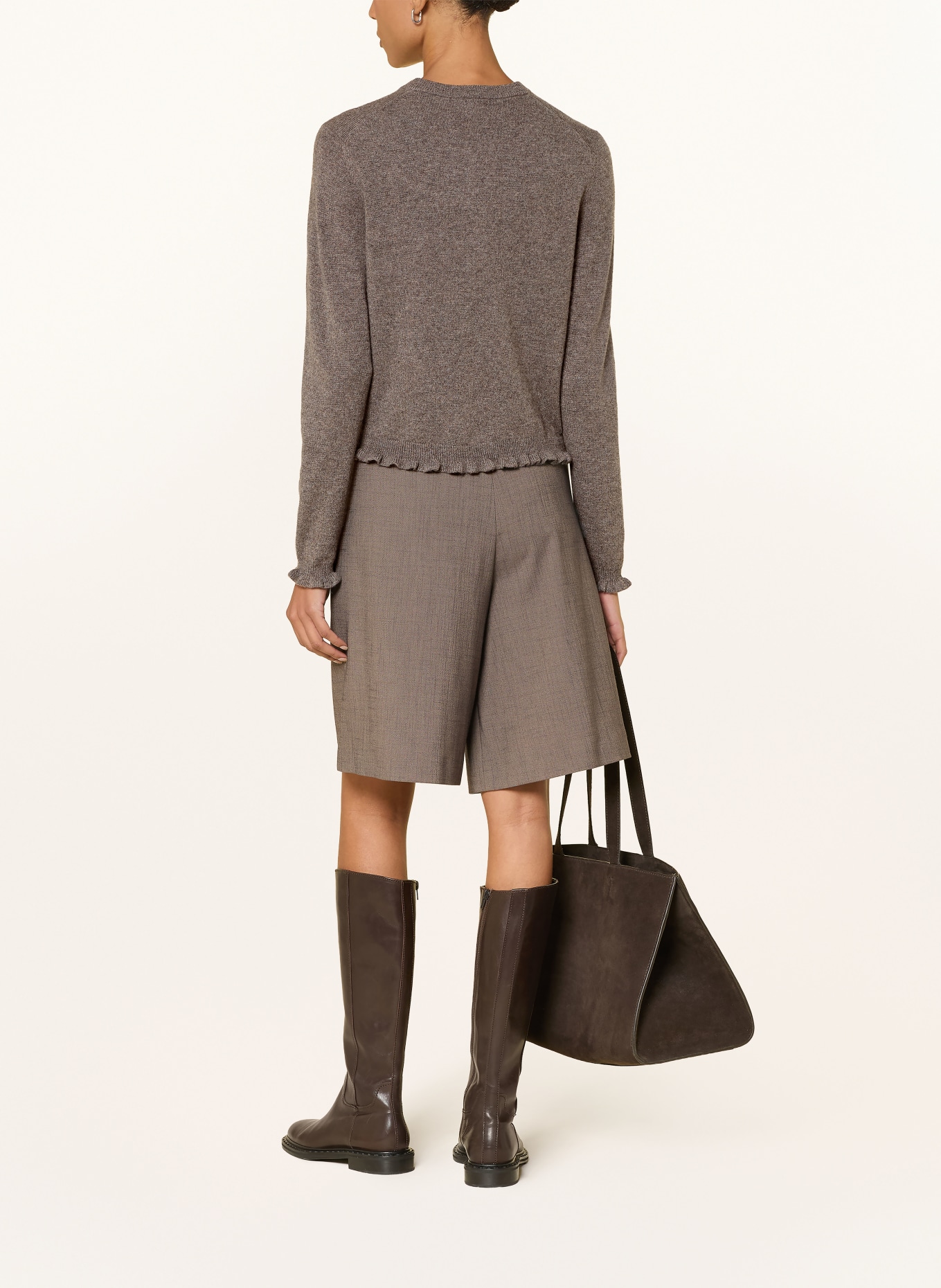 darling harbour Strickjacke aus Cashmere mit Rüschen: truffle melange