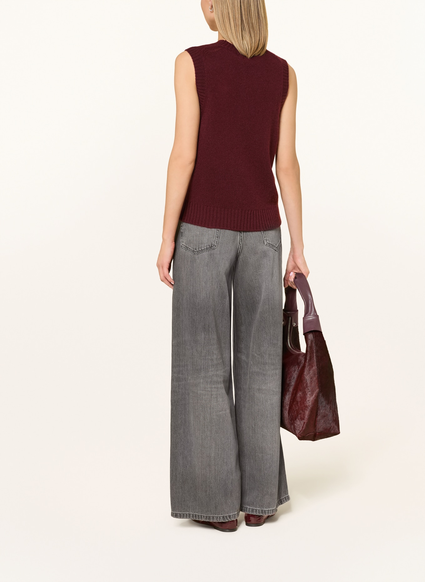 darling harbour Sweter bez rękawów z kaszmiru: deep merlot