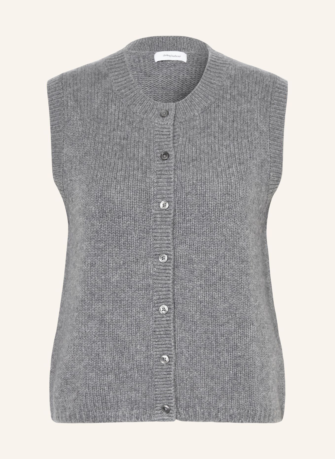 darling harbour Cashmere knit vest: midgrey melange