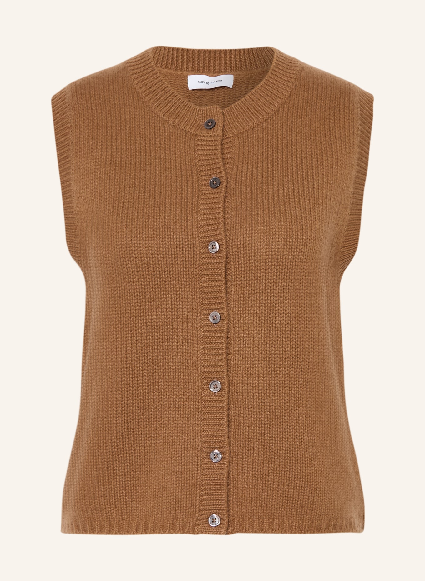 darling harbour Cashmere knit vest: CARAMEL
