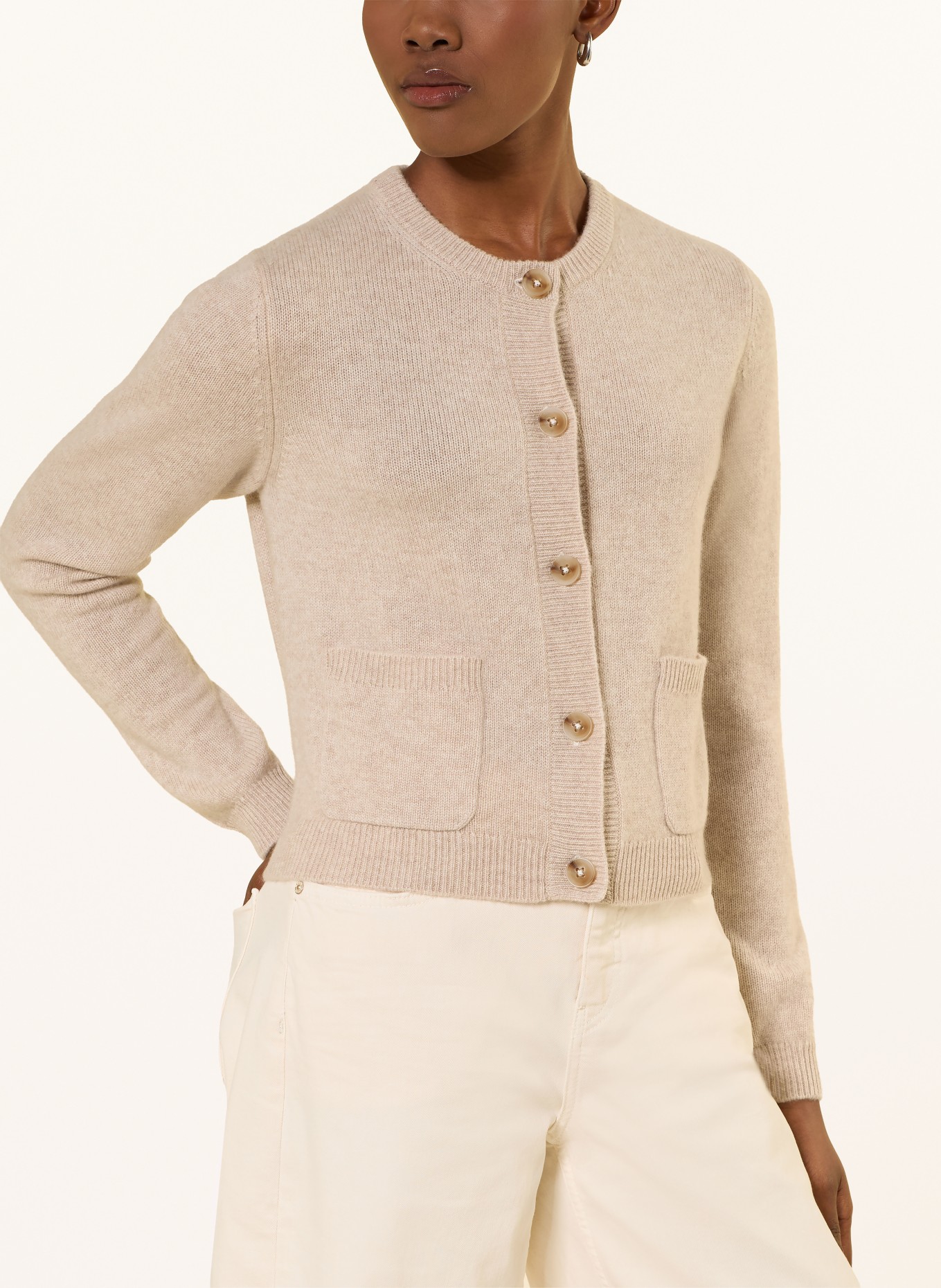 darling harbour Strickjacke aus Cashmere: Sand Melange
