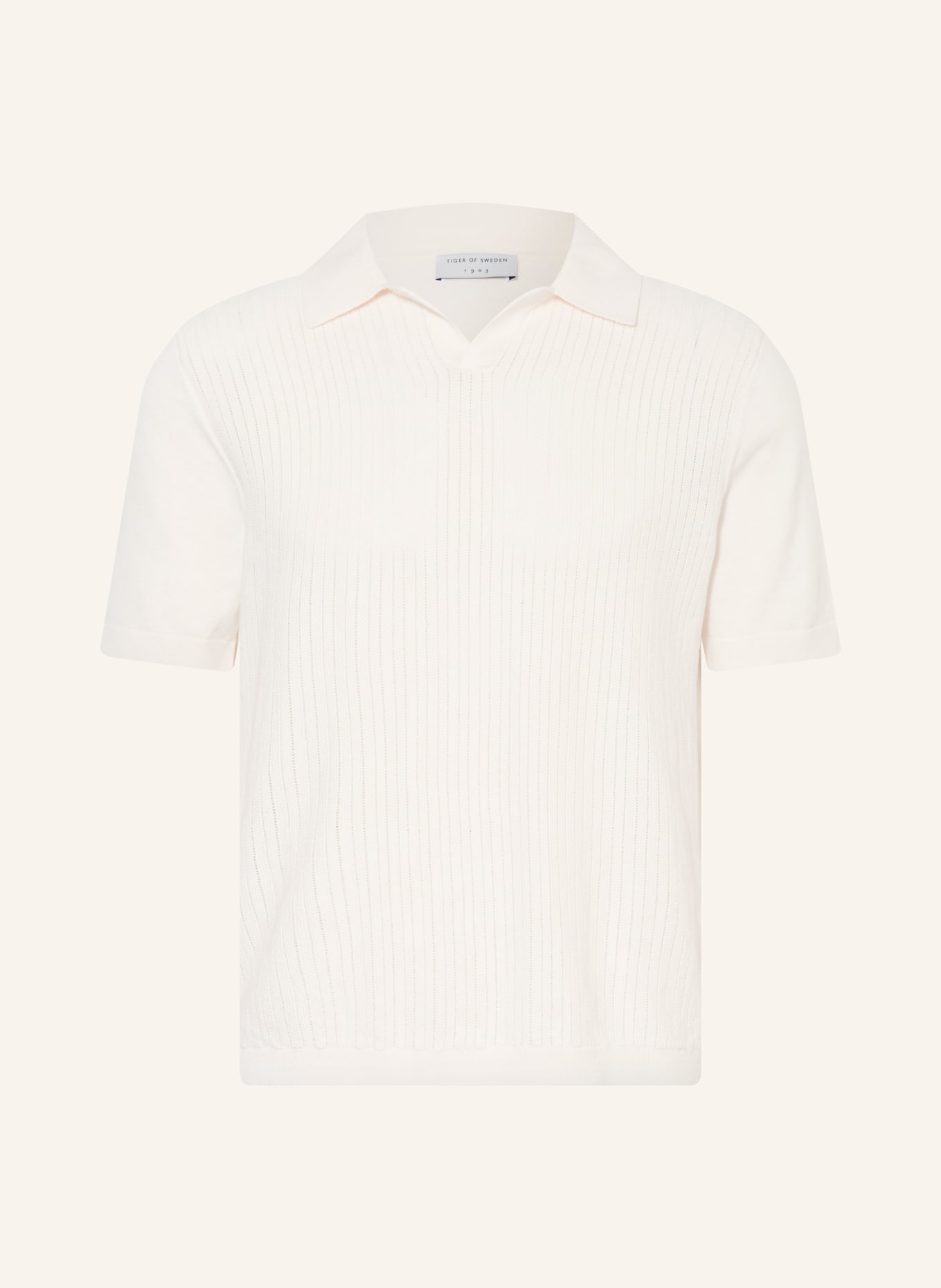 TIGER OF SWEDEN Gebreid poloshirt EOIN: WIT