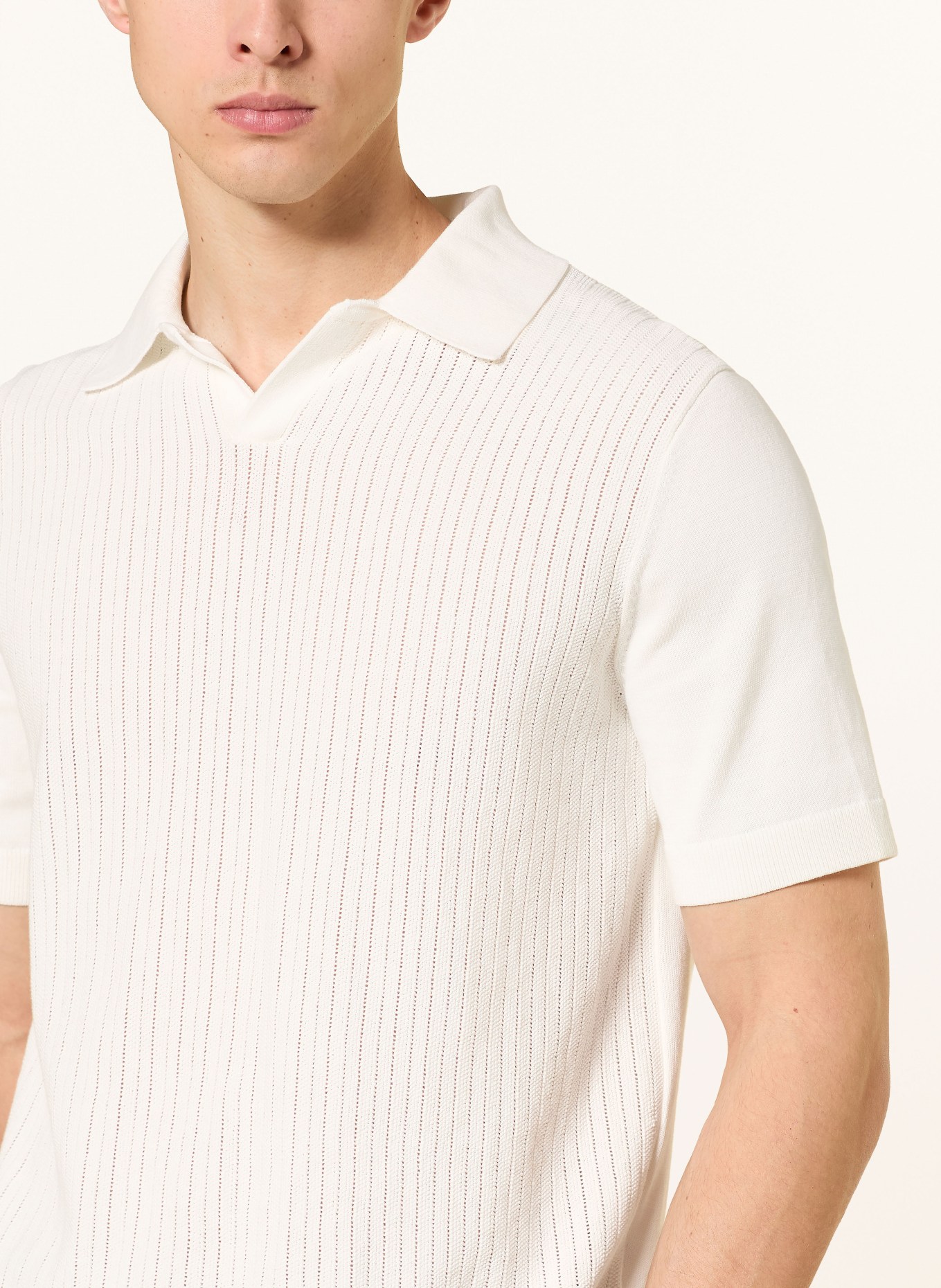 TIGER OF SWEDEN Gebreid poloshirt EOIN: WIT