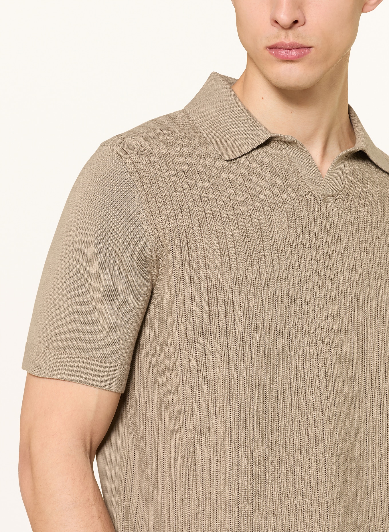TIGER OF SWEDEN Gebreid poloshirt EOIN: OLIJF