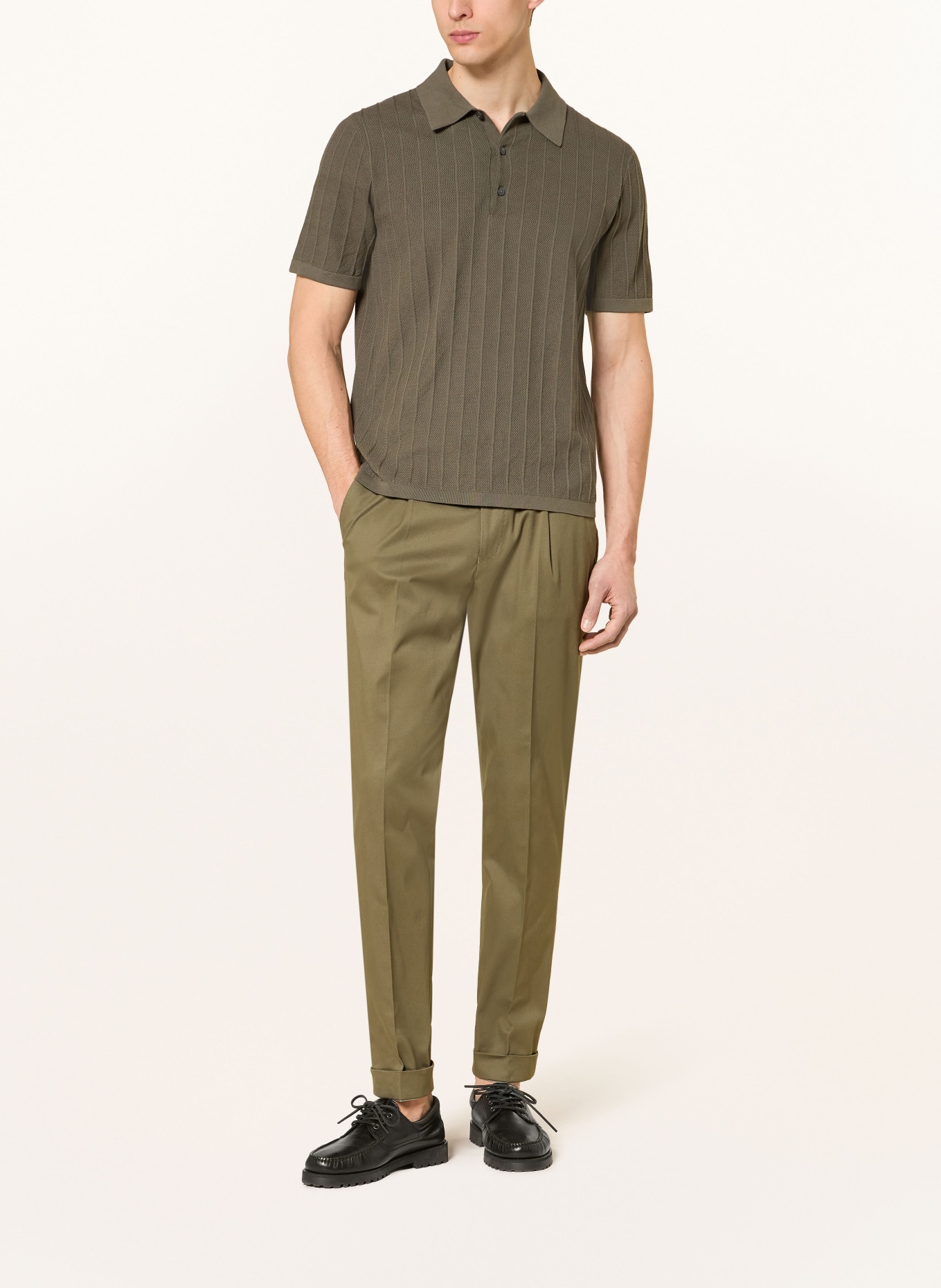 TIGER OF SWEDEN Gebreid poloshirt ERROS: KAKI