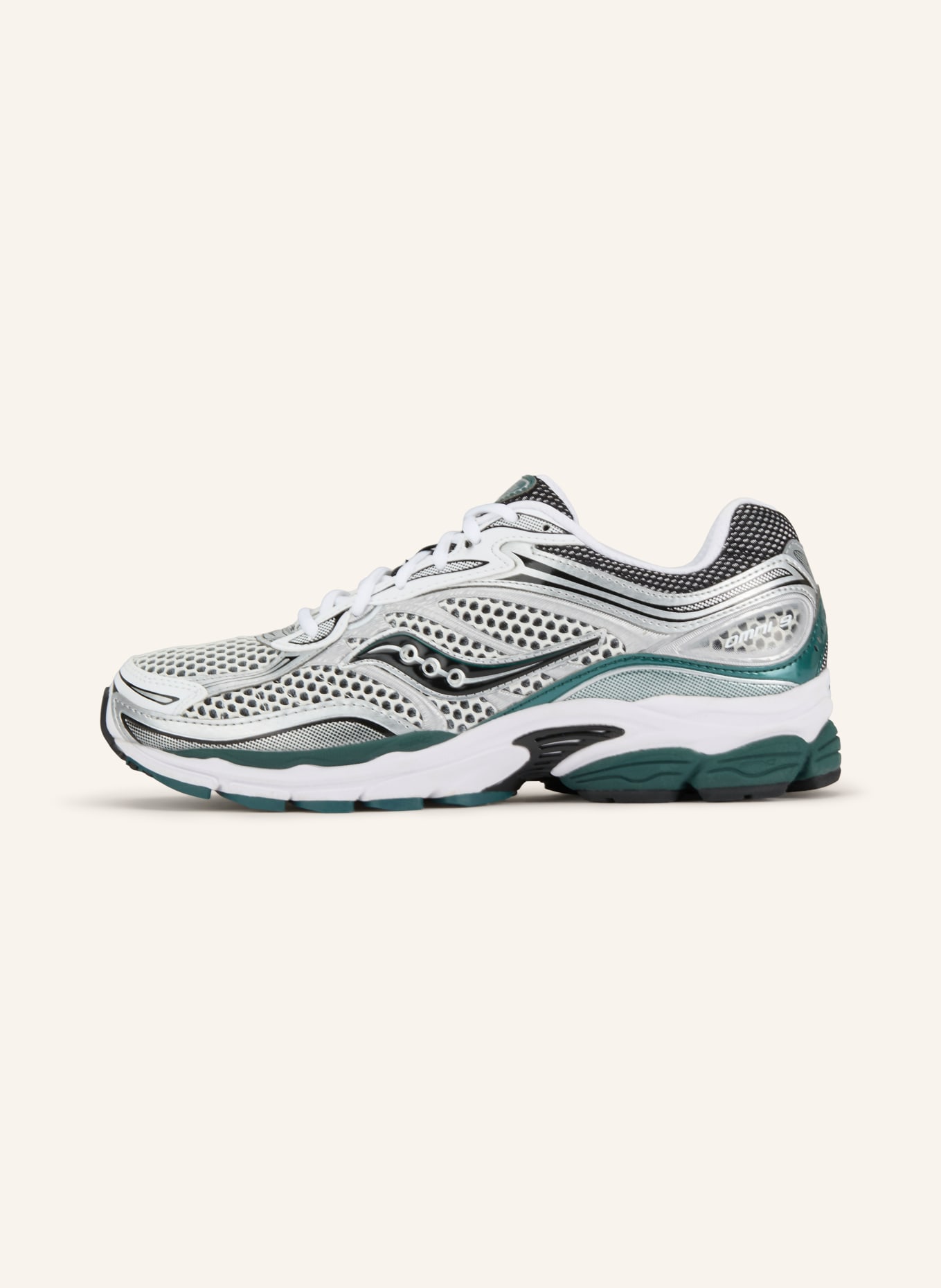 saucony PROGRID OMNI 9 Sneakers: WHITE / SILVER / DARK GREEN
