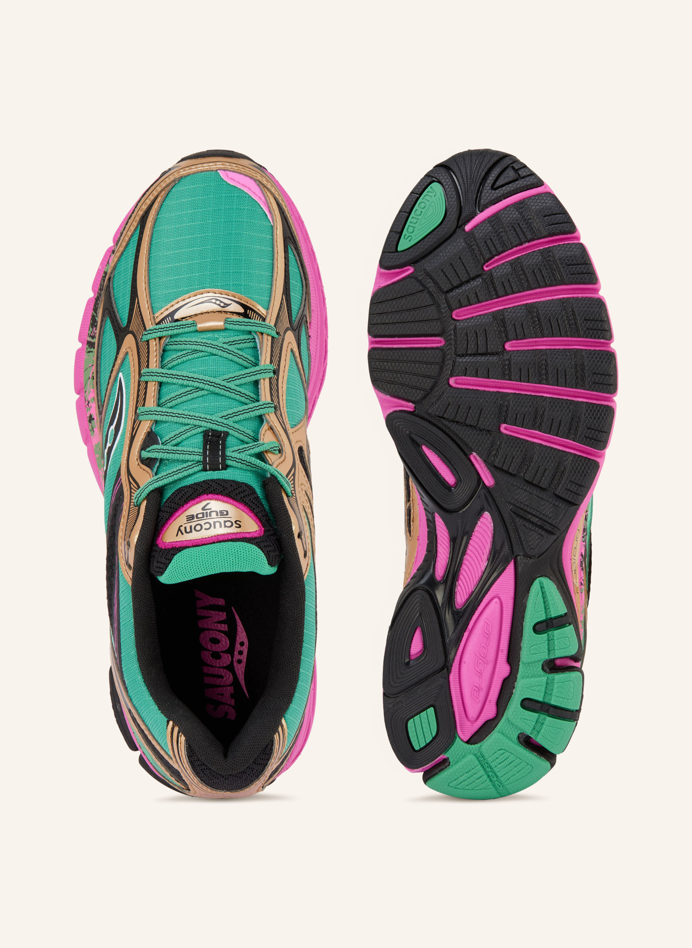 saucony Sneaker PROGRID GUIDE 7: GRÜN / GOLD / SCHWARZ