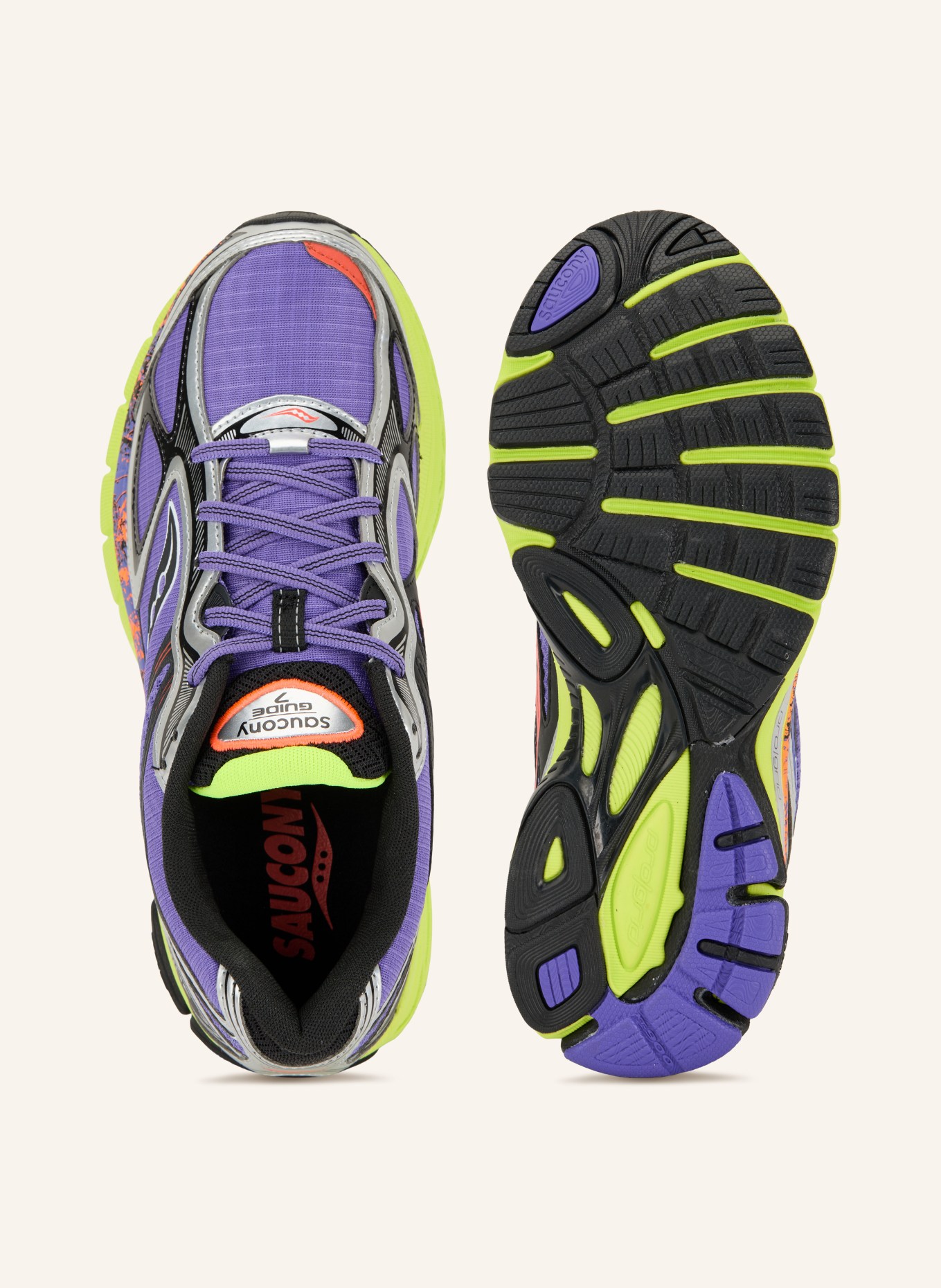 saucony Baskets PROGRID GUIDE 7: LILAS / ARGENT / ORANGE