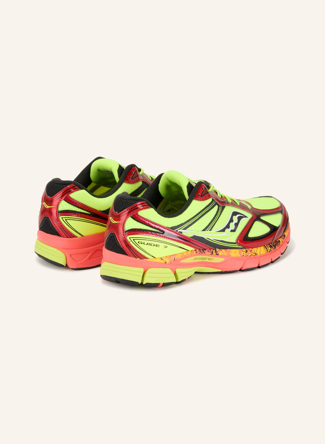 saucony Baskets PROGRID GUIDE 7: JAUNE FLUO / ROUGE / NOIR