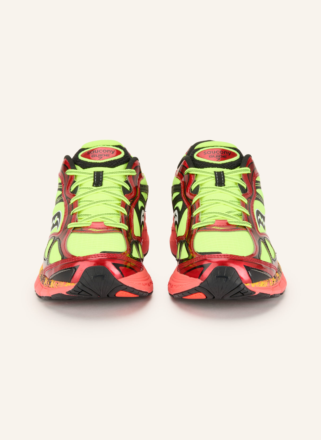 saucony Baskets PROGRID GUIDE 7: JAUNE FLUO / ROUGE / NOIR