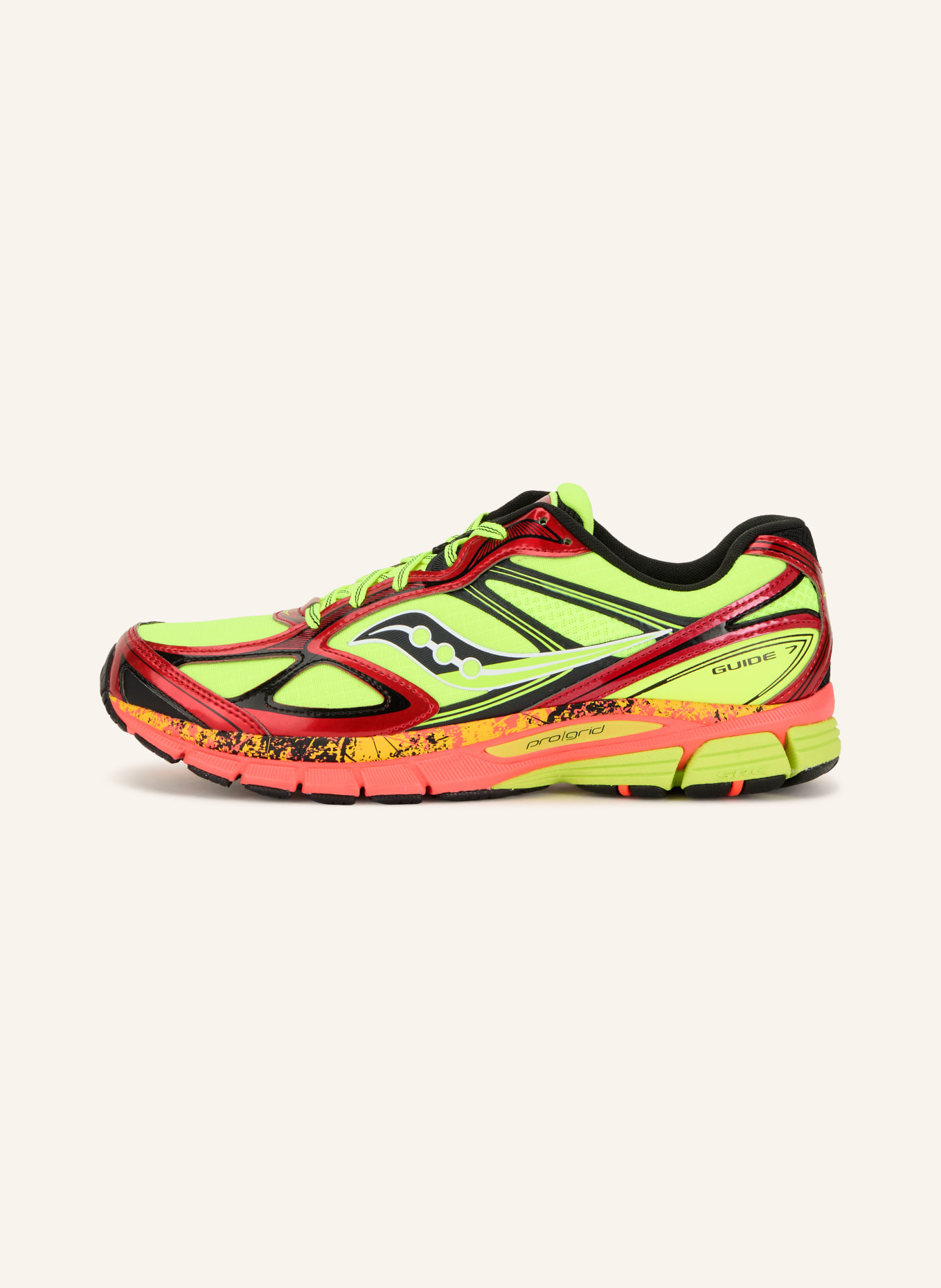 saucony Baskets PROGRID GUIDE 7: JAUNE FLUO / ROUGE / NOIR