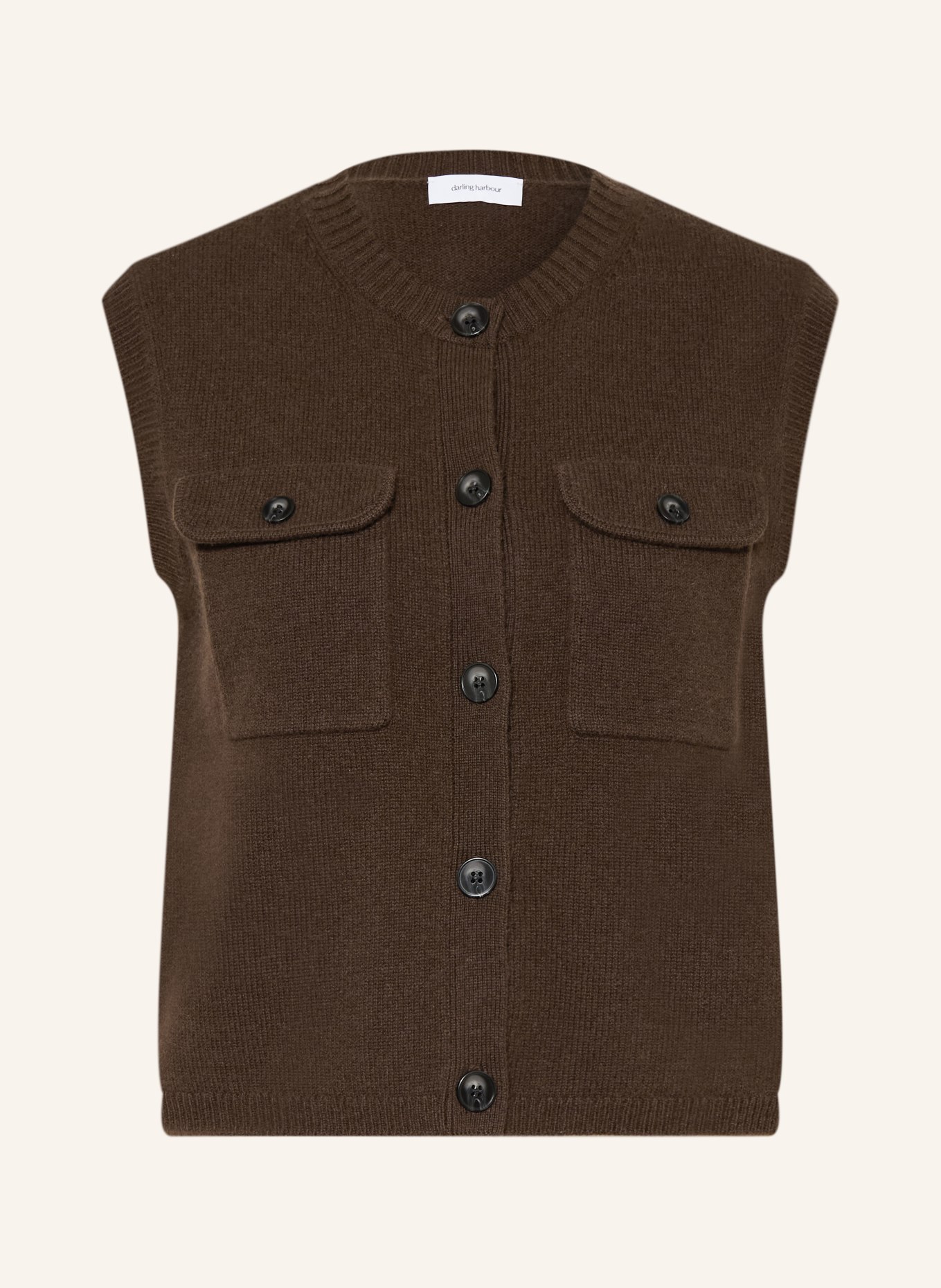 darling harbour Pletená vesta s kašmírem: DARK BROWN