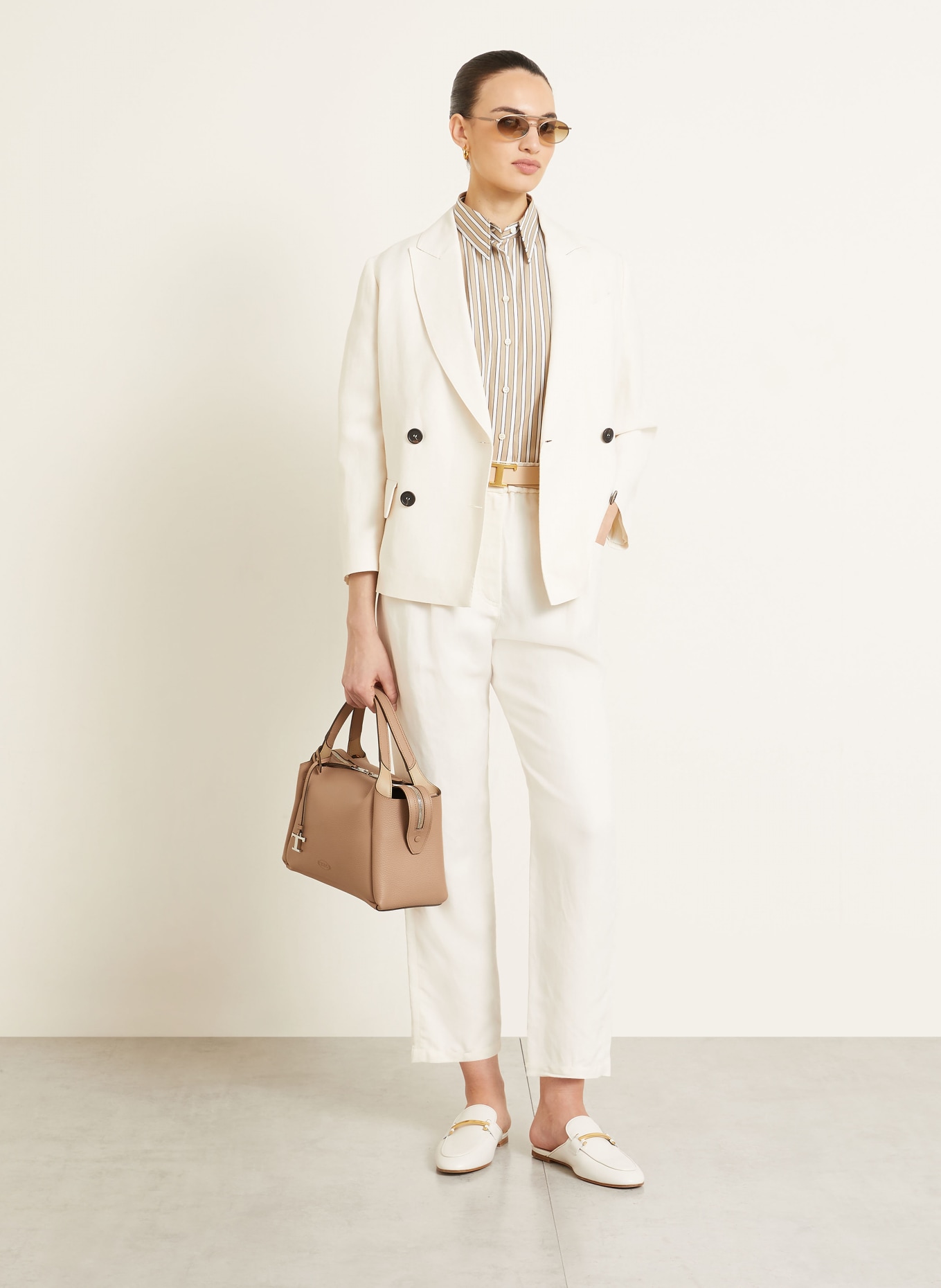 TOD'S BAULETTO MEDIUM handbag: BEIGE / SILVER