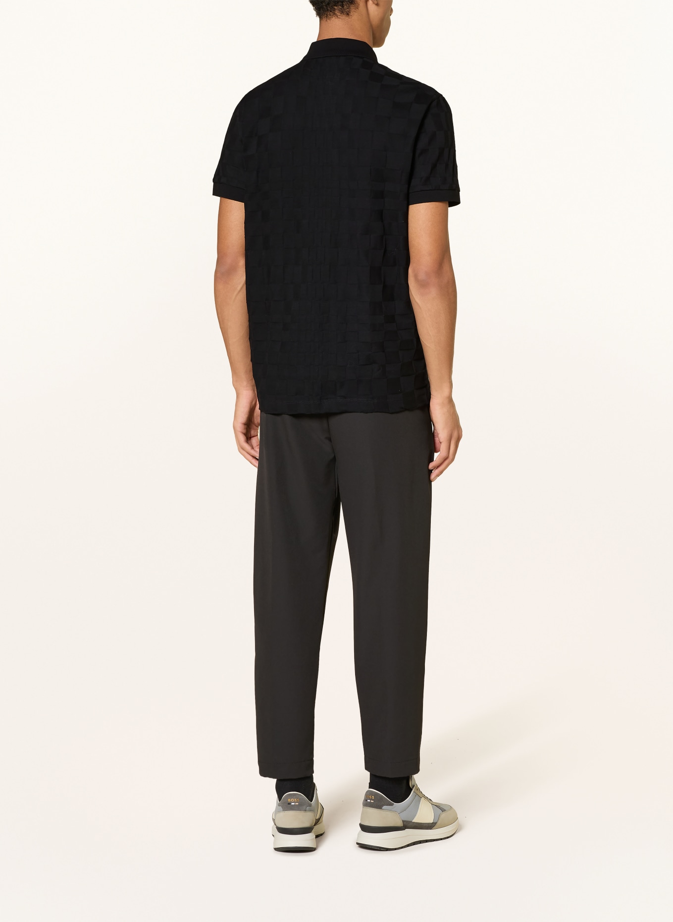 BOSS Strick-Poloshirt SPIRIT: SCHWARZ / DUNKELGRAU