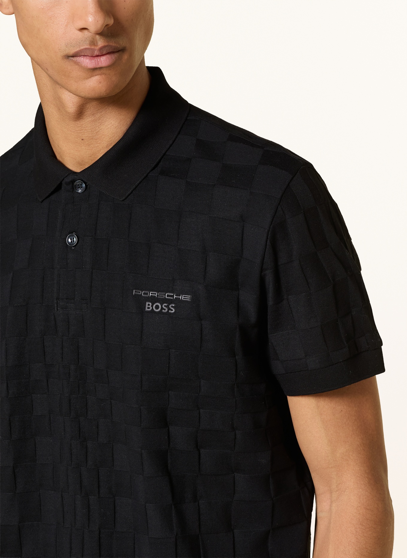 BOSS Strick-Poloshirt SPIRIT: SCHWARZ / DUNKELGRAU