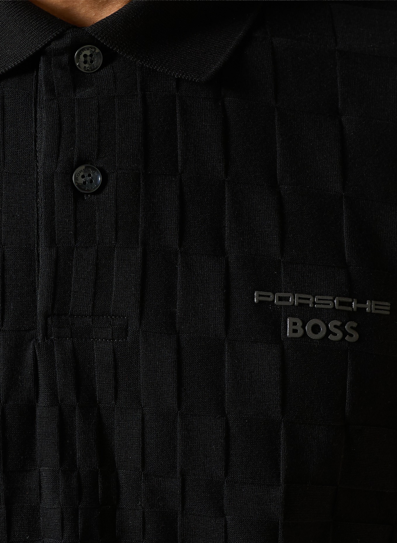 BOSS Strick-Poloshirt SPIRIT: SCHWARZ / DUNKELGRAU