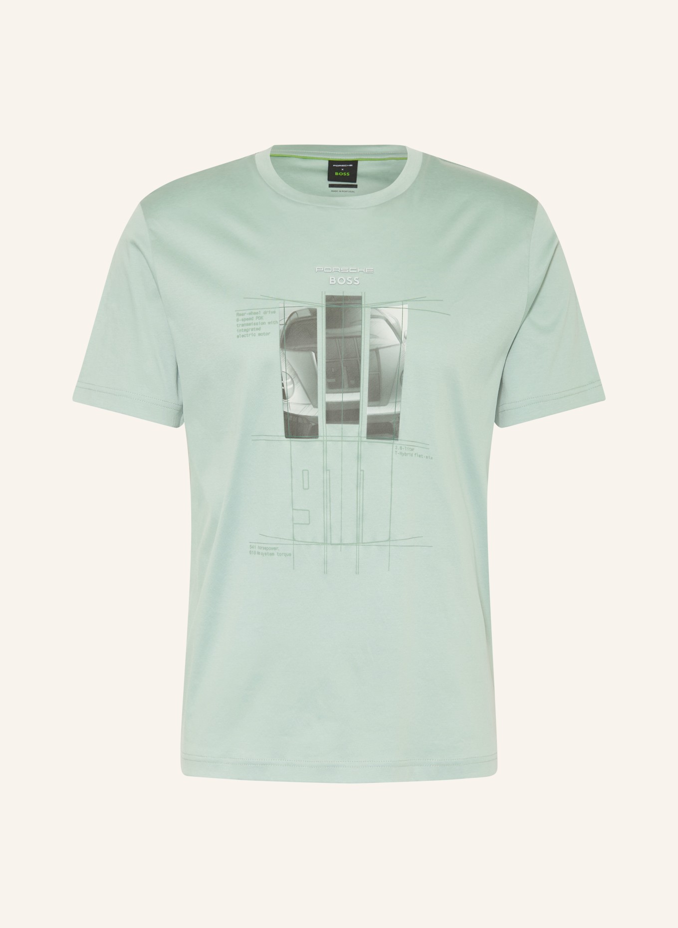 BOSS T-Shirt SPIRIT: HELLGRÜN / DUNKELGRAU / WEISS