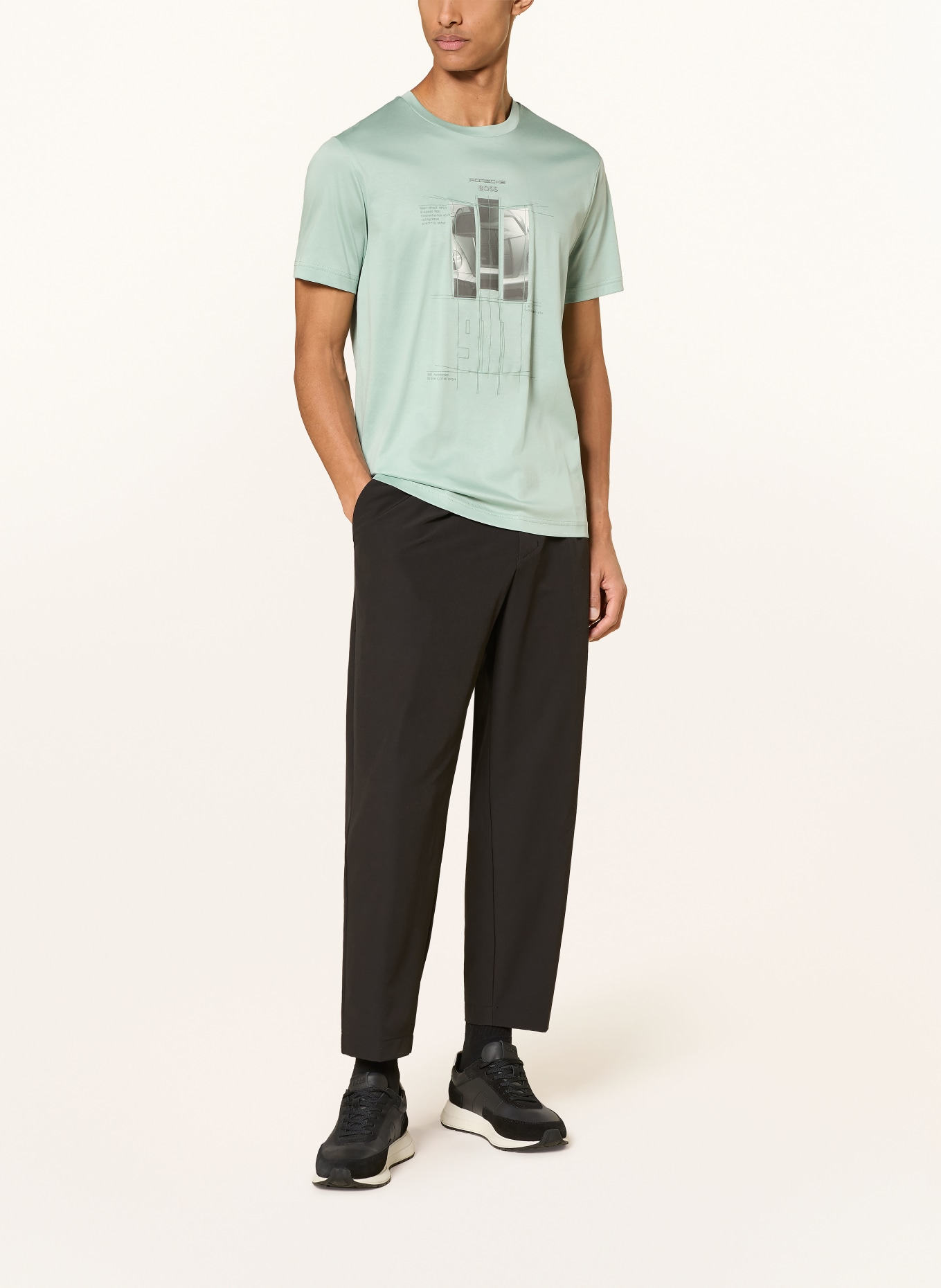 BOSS T-Shirt SPIRIT: HELLGRÜN / DUNKELGRAU / WEISS