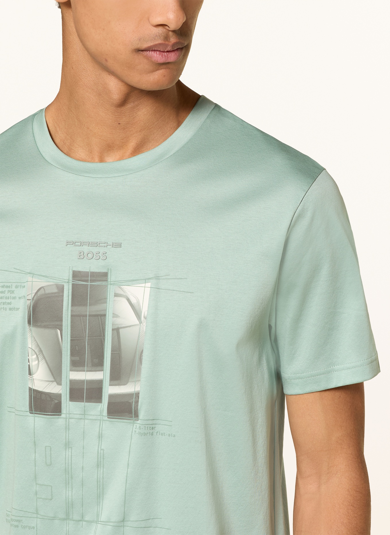 BOSS T-Shirt SPIRIT: HELLGRÜN / DUNKELGRAU / WEISS