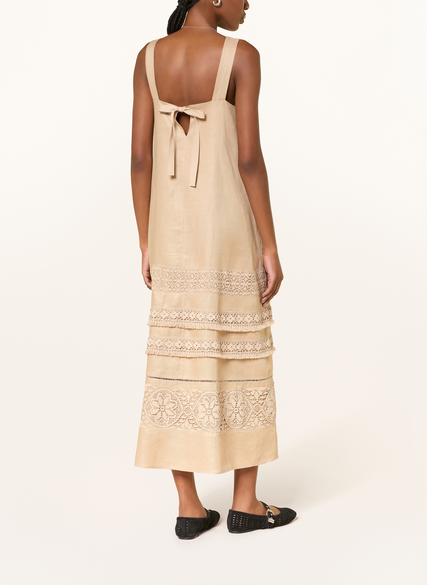 WEEKEND Max Mara Leinenkleid DOLMEN mit Spitze: BEIGE