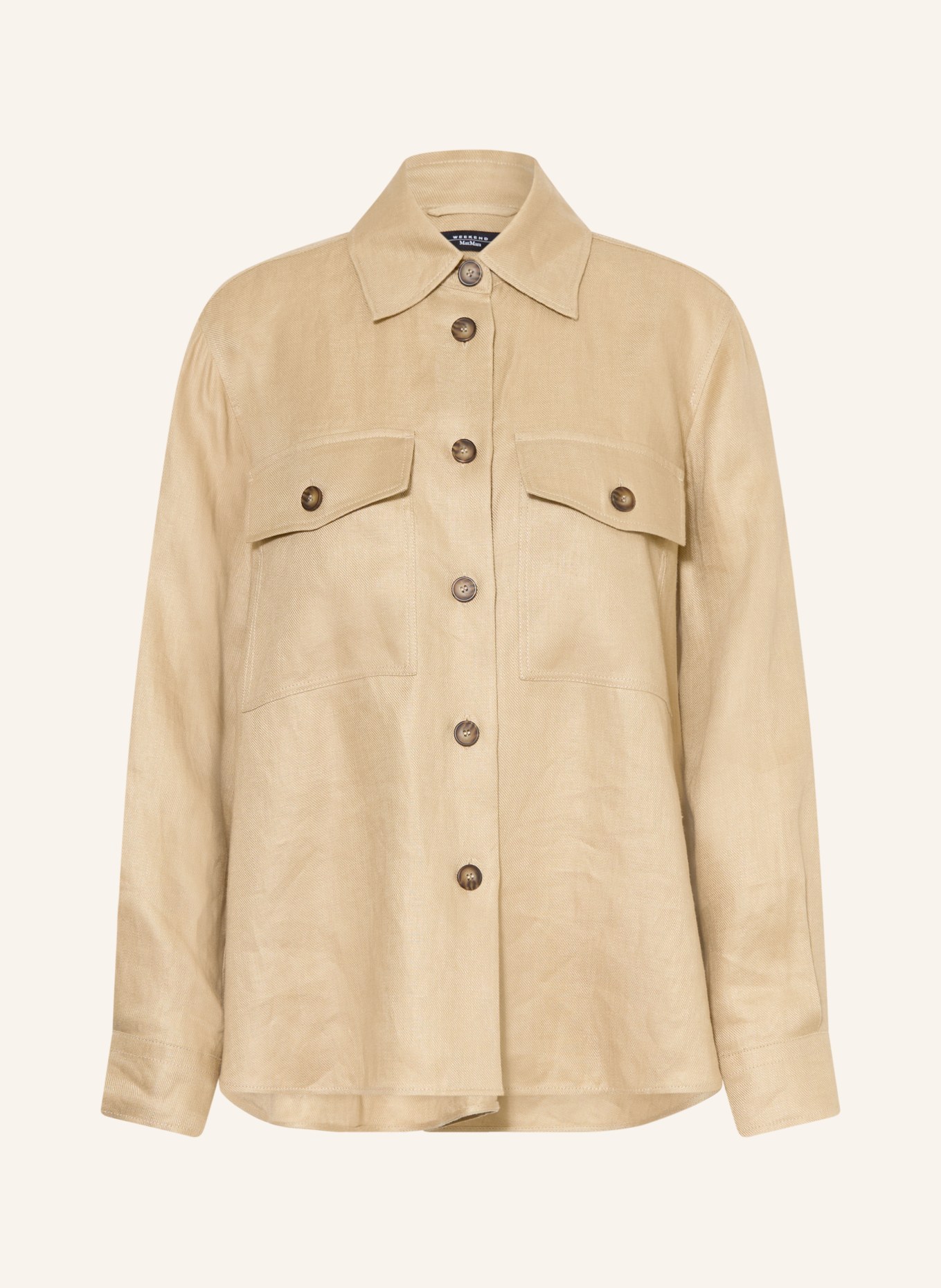 WEEKEND Max Mara Linnen overhemdblouse POMPOSA: CAMEL