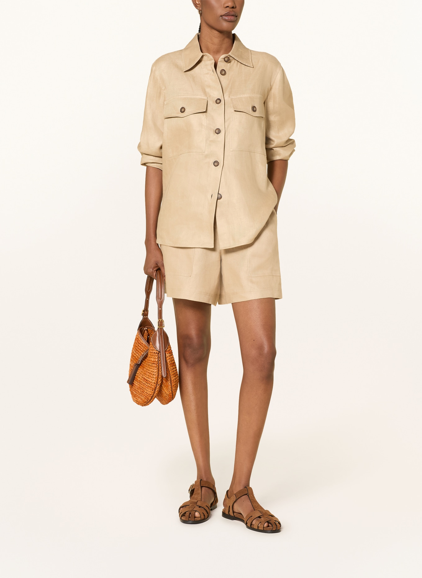 WEEKEND Max Mara Linnen overhemdblouse POMPOSA: CAMEL