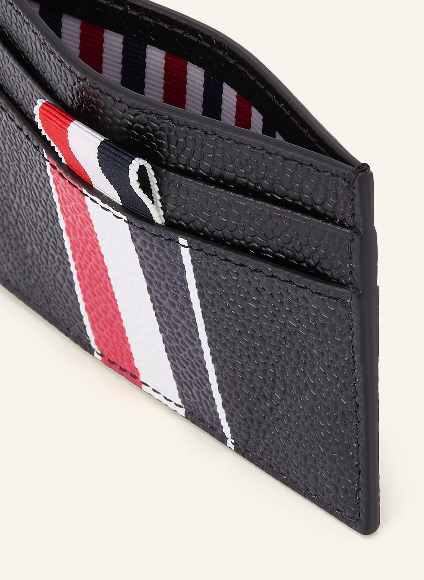 THOM BROWNE. Card holder: BLACK / RED / WHITE