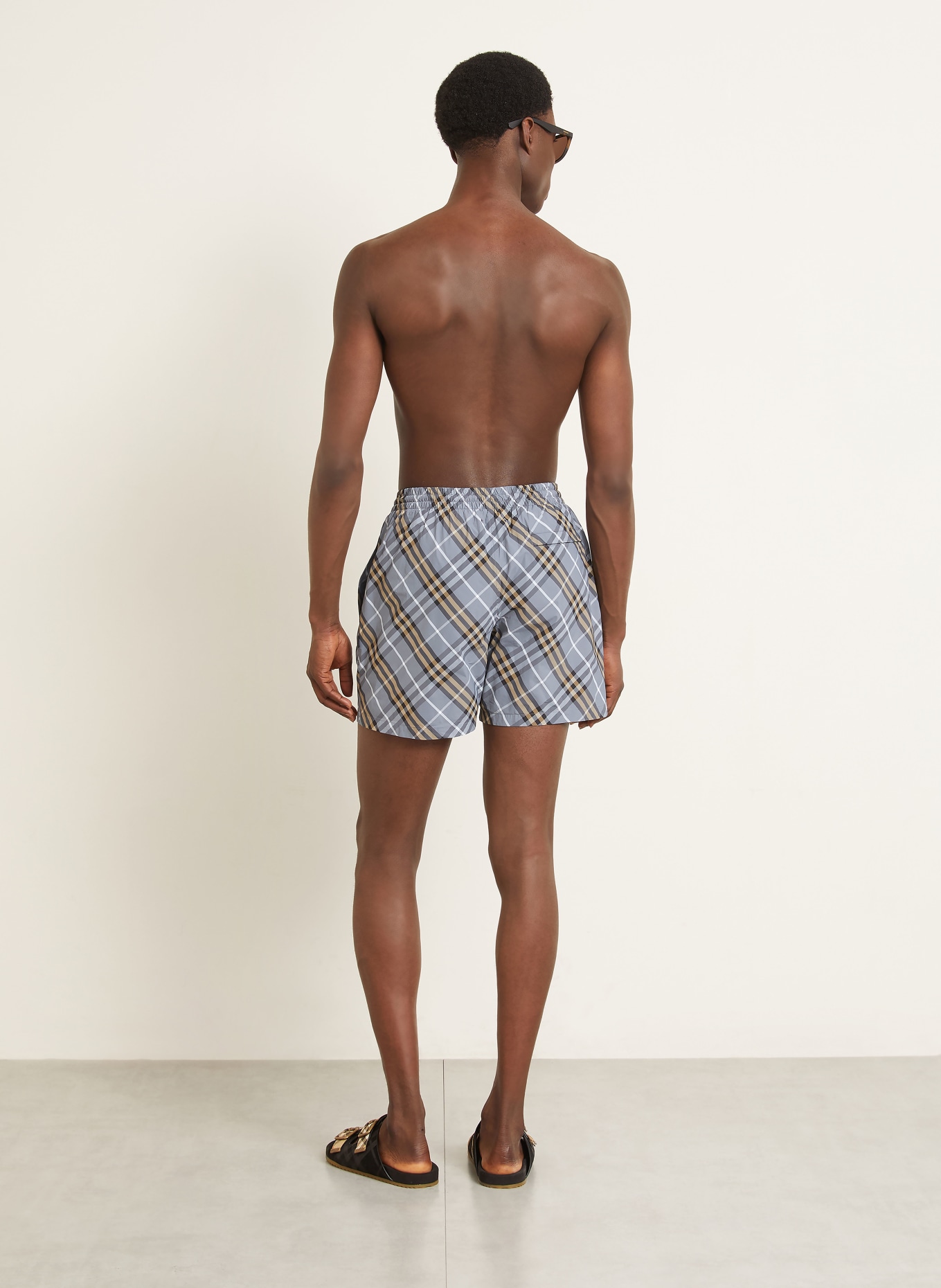 BURBERRY Swim shorts: GRAY / BEIGE / WHITE