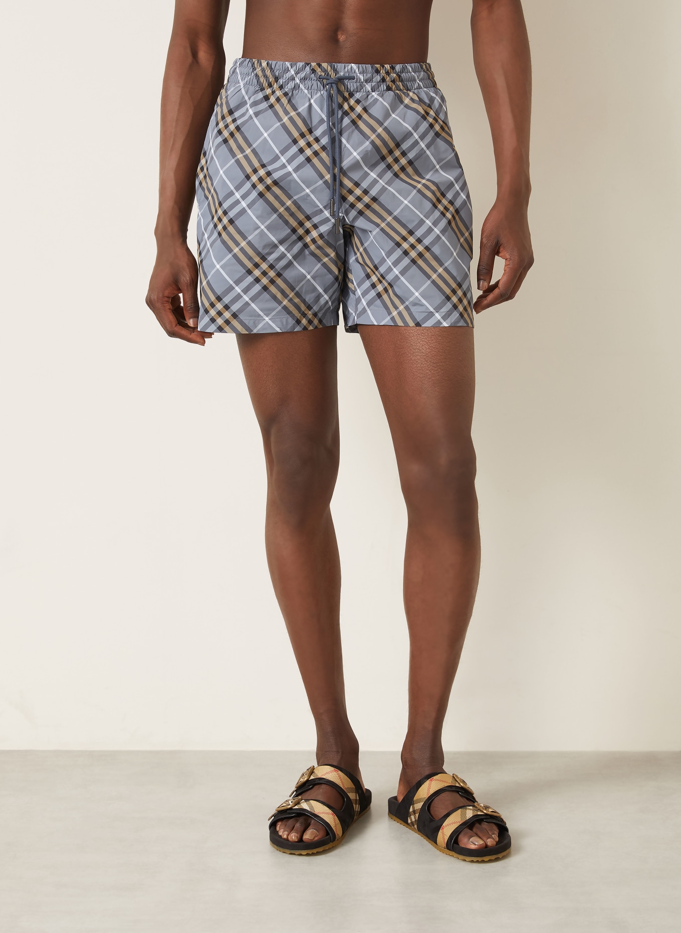 BURBERRY Swim shorts: GRAY / BEIGE / WHITE