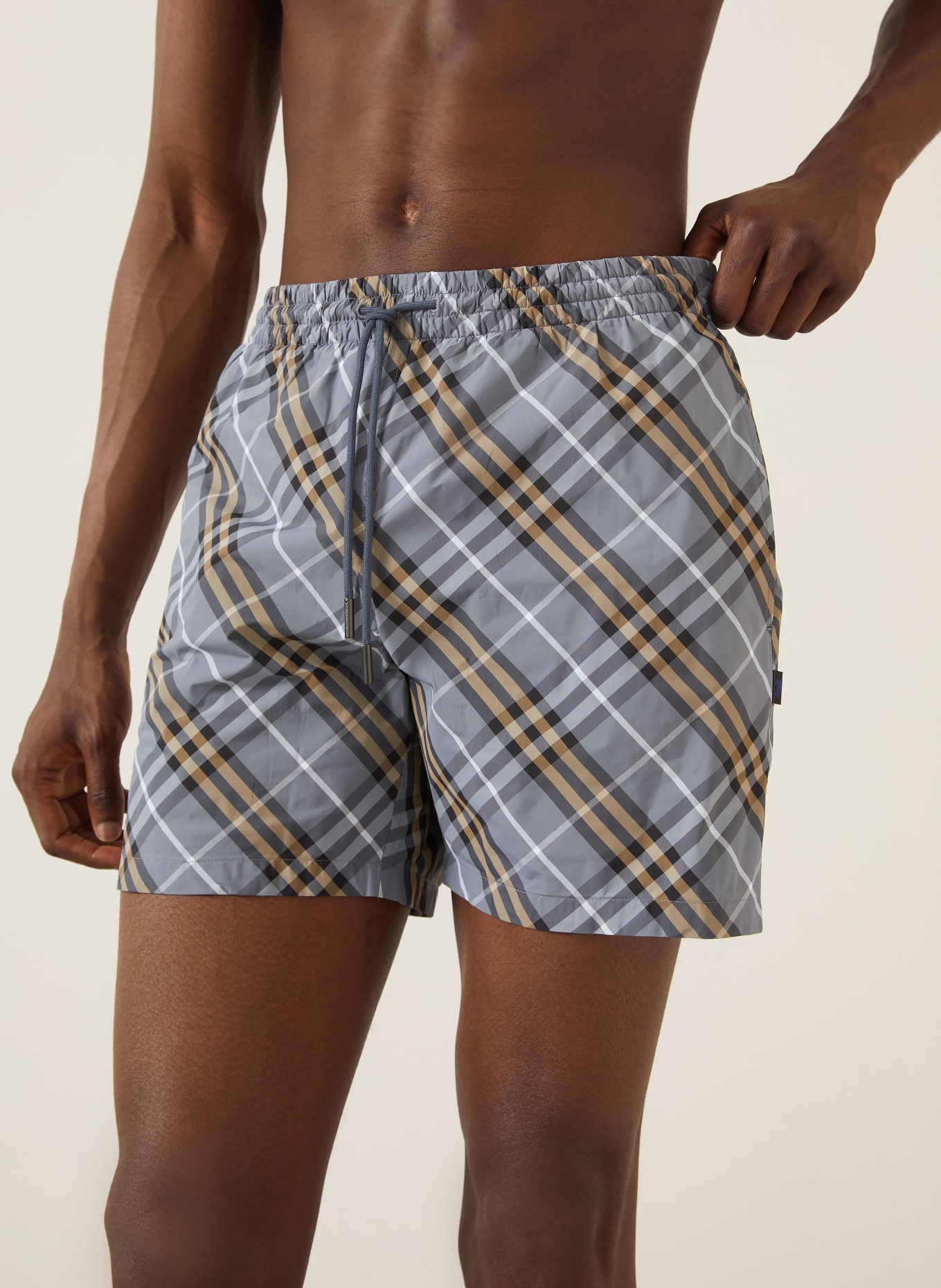 BURBERRY Swim shorts: GRAY / BEIGE / WHITE