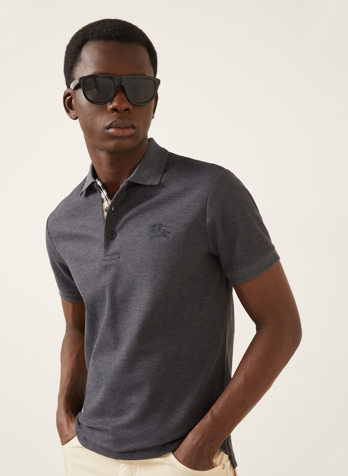 BURBERRY Koszulka polo Piqué o kroju slim fit: CZIEMNOSZARY