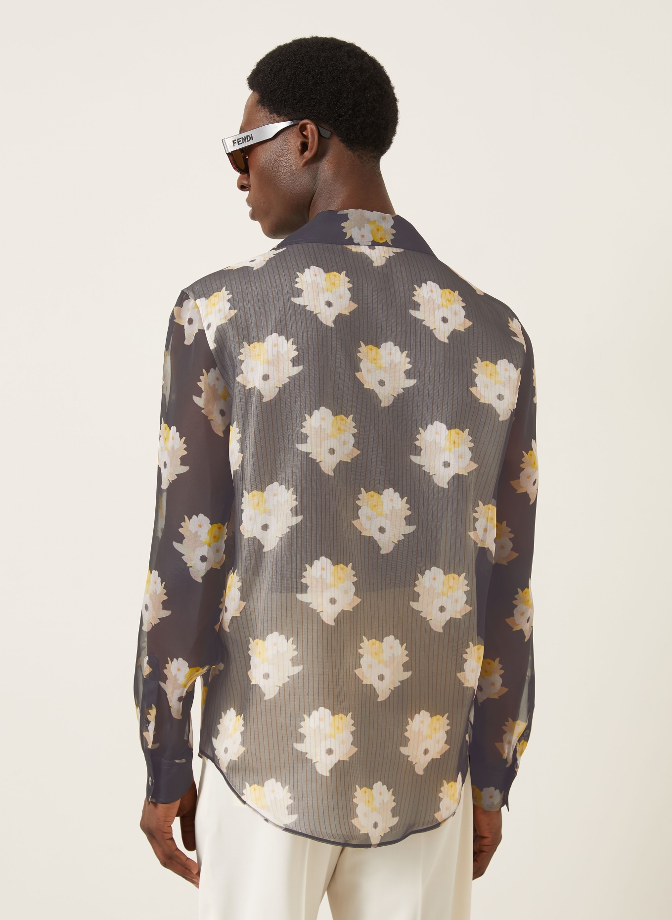 FENDI Silk Shirt, Comfort Fit: BLACK / YELLOW / WHITE