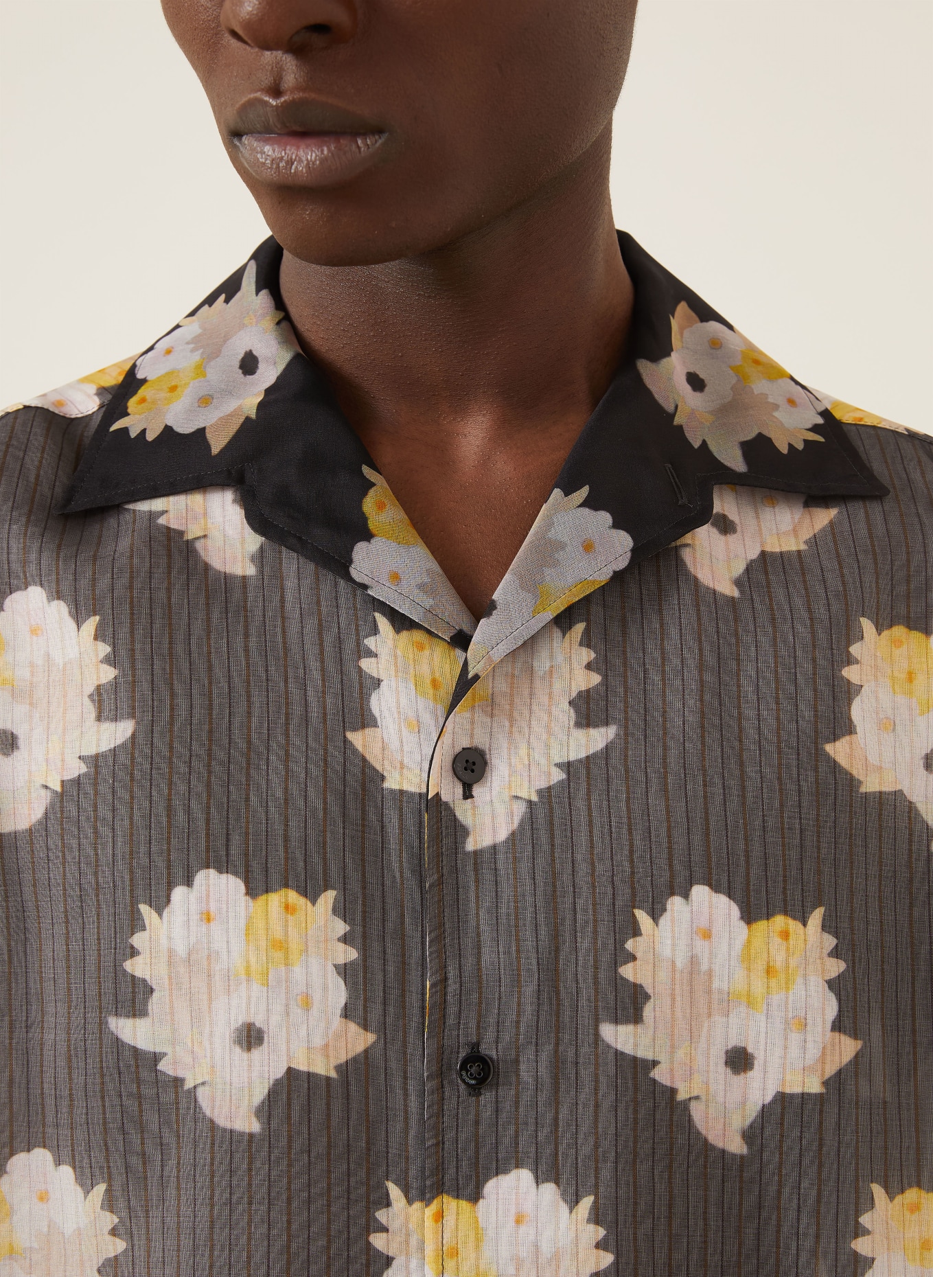 FENDI Chemise en soie coupe confortable: NOIR / JAUNE / BLANC