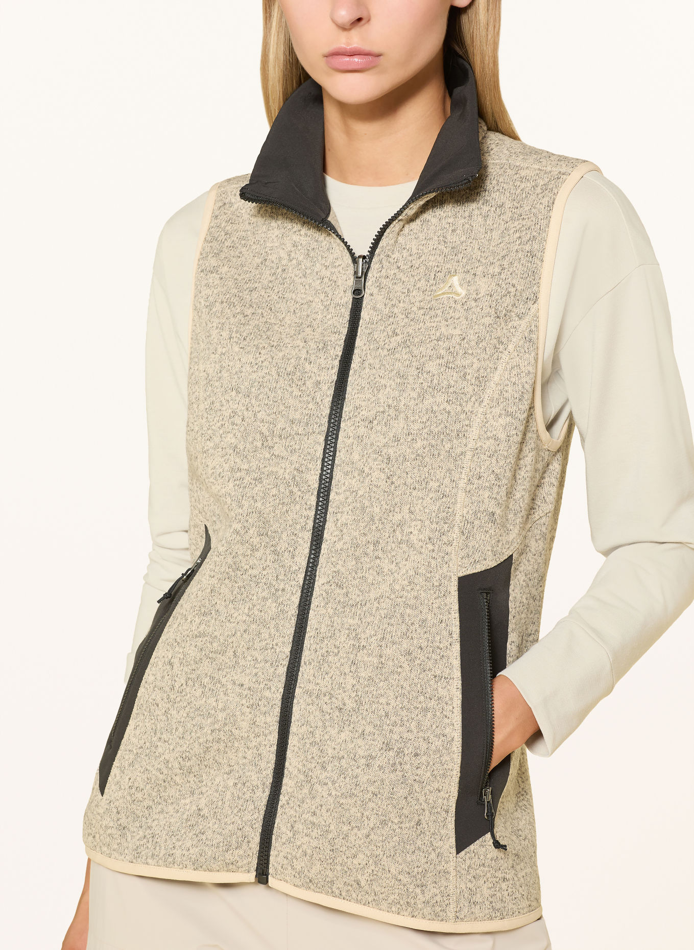 Schöffel Gebreid fleecevest YEW: CRÈME / GRIJS / ZWART