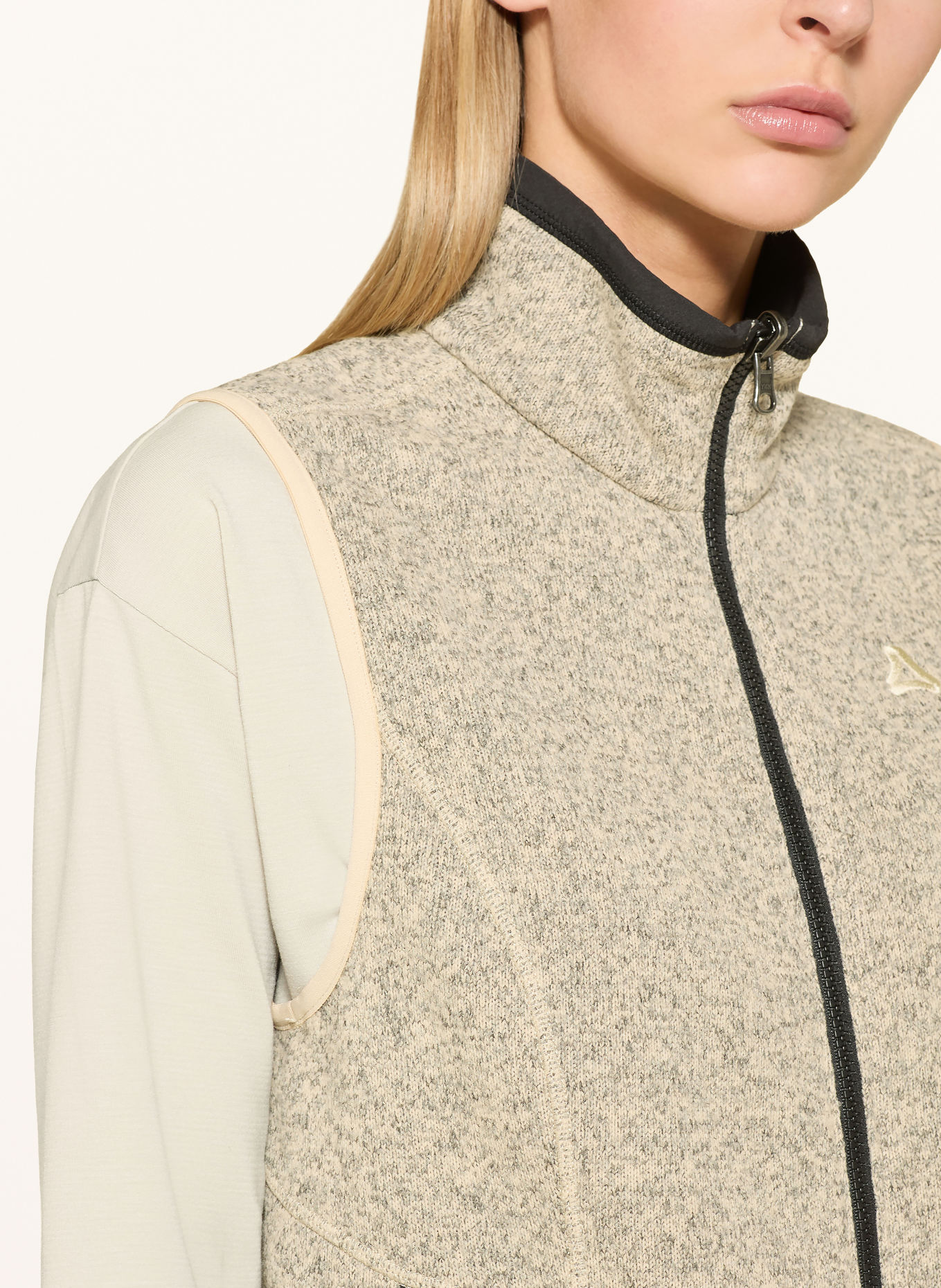 Schöffel Gebreid fleecevest YEW: CRÈME / GRIJS / ZWART