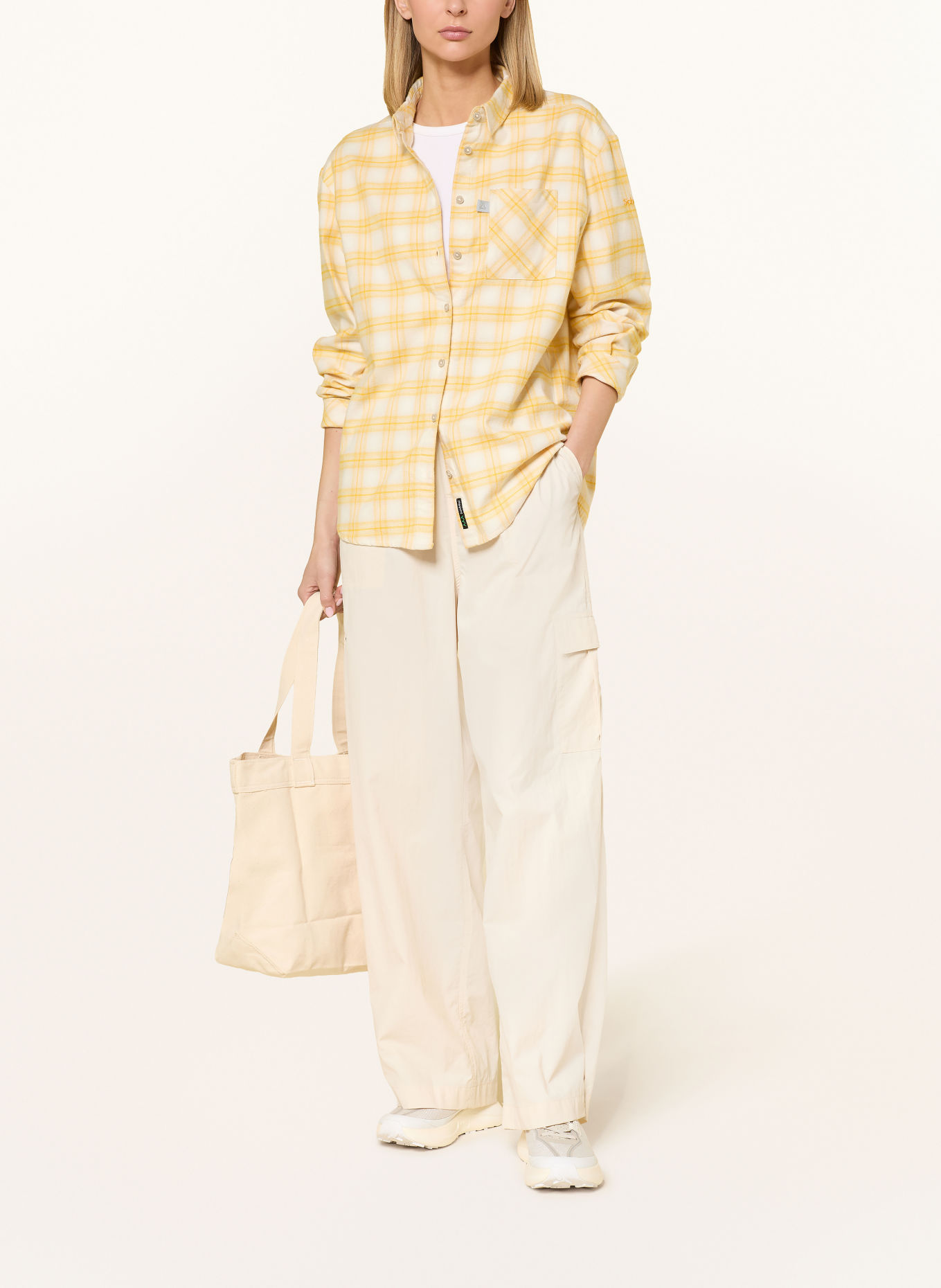 Schöffel Flanellen blouse KLEION: GEEL / WIT