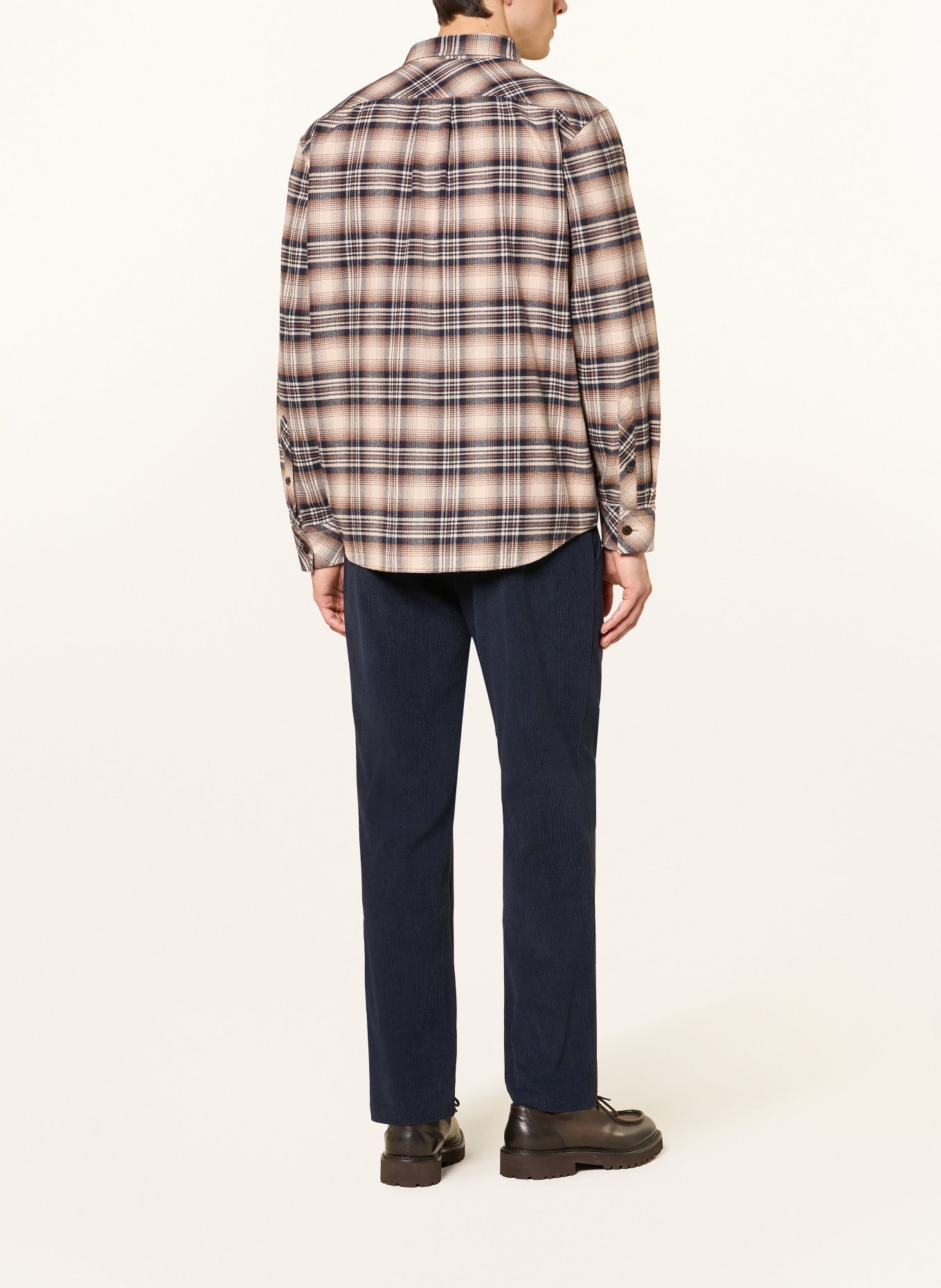 BOGNER Flanellhemd HEIKO Comfort Fit: BEIGE / BRAUN / DUNKELBLAU