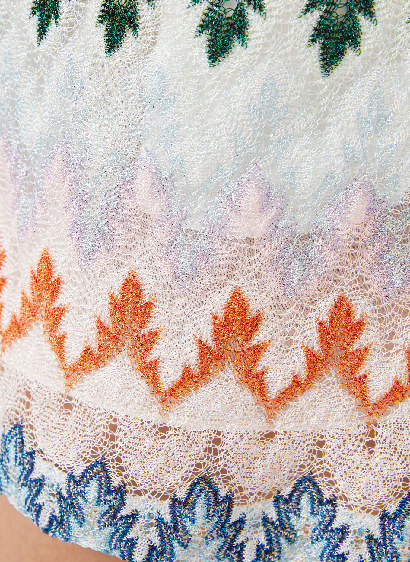 MISSONI Strickshorts mit Glitzergarn: HELLBLAU / ORANGE / HELLGRÜN